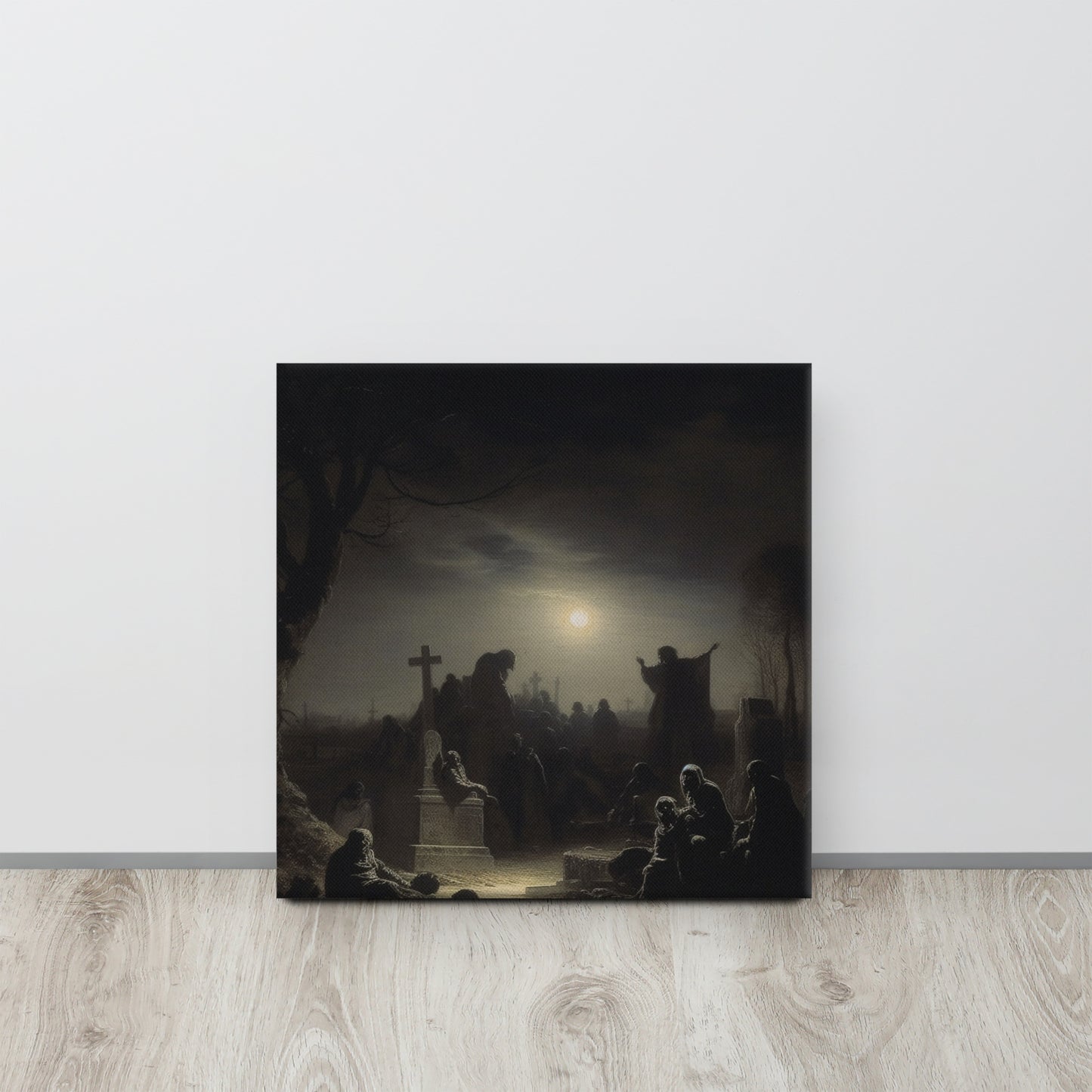 Spectral Vigil: A Gothic, Industrial & Modern Style Canvas Print Inspired by Rembrandt