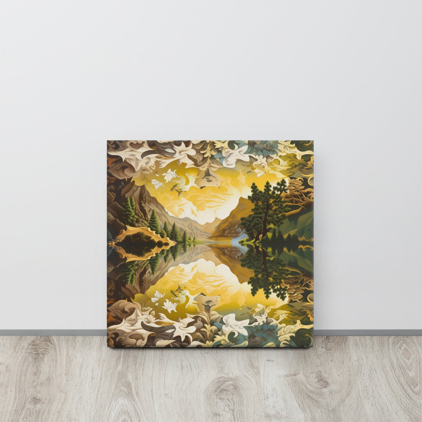 "Mirror of Nature": An Escher-Inspired Surreal Canvas Print for Modern & Minimalist Interiors