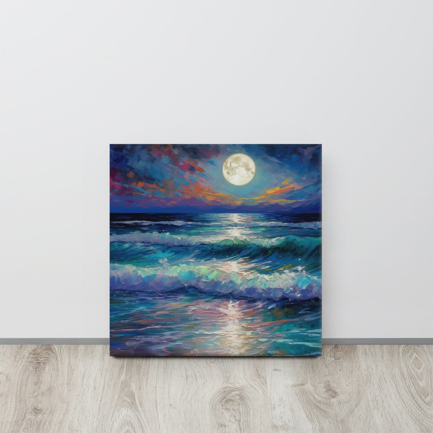 Moonlit Bioluminescence: A Claude Monet Inspired Canvas Print