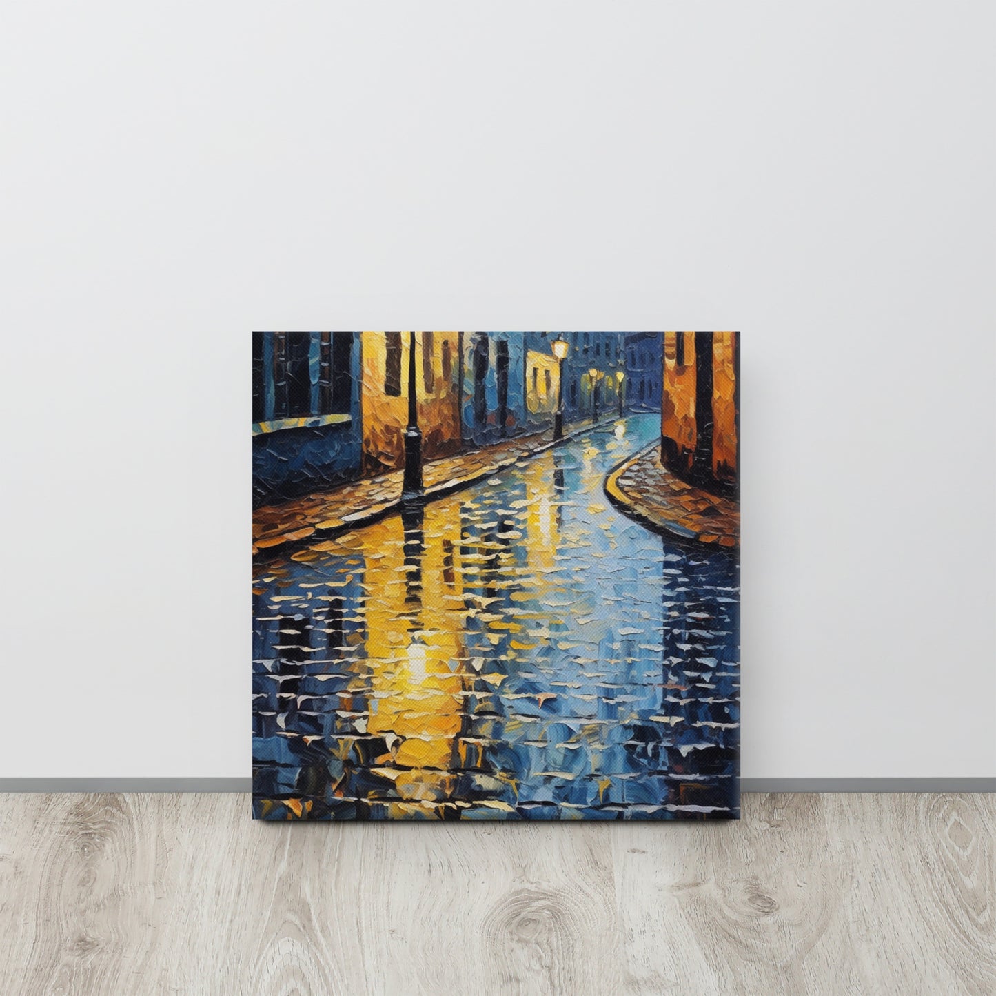 Nocturnal Showers: Monet-Inspired Oil Canvas Print - Night Version