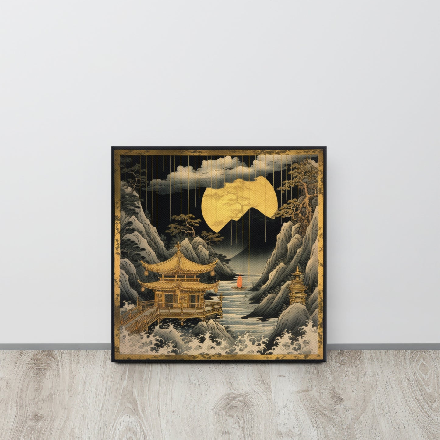 Stormy Shrine: Tawaraya Sotatsu-Inspired Canvas Print