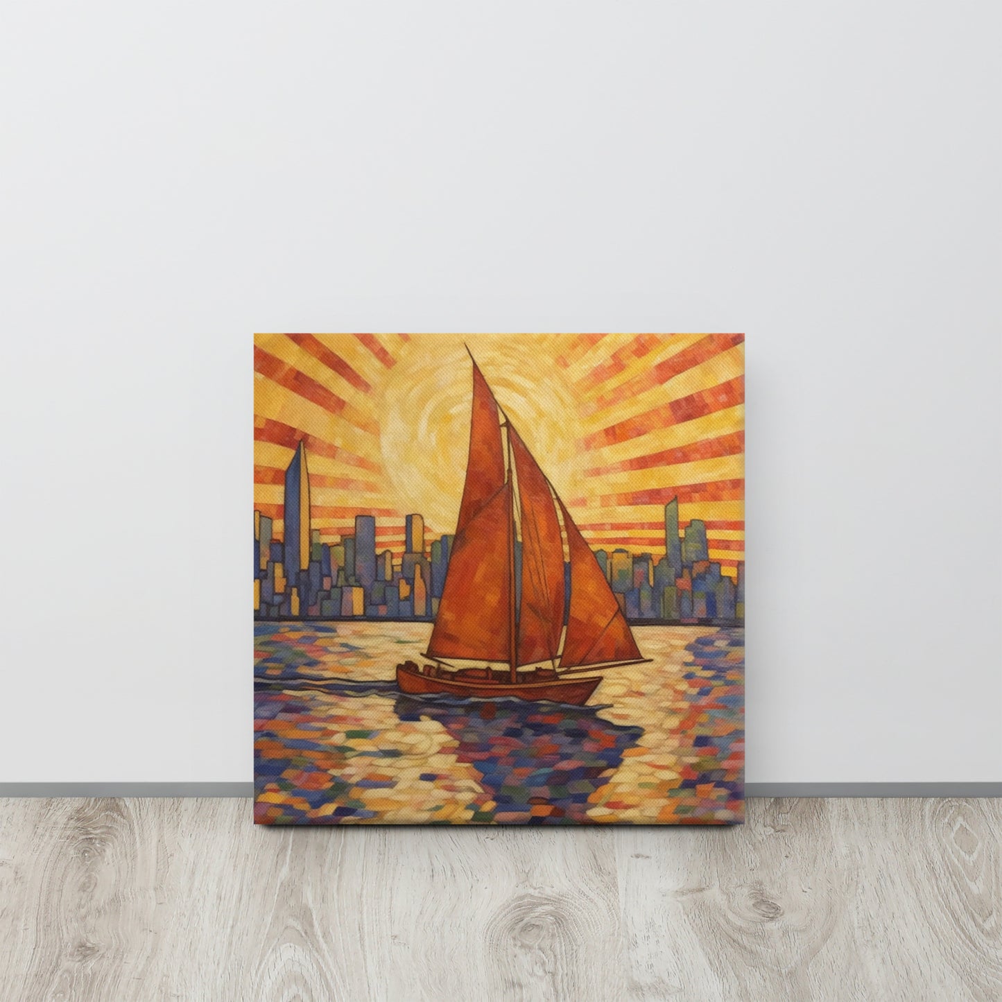 Sailing Into the Sunset: NYC Egon Schiele-Inspired Canvas Print