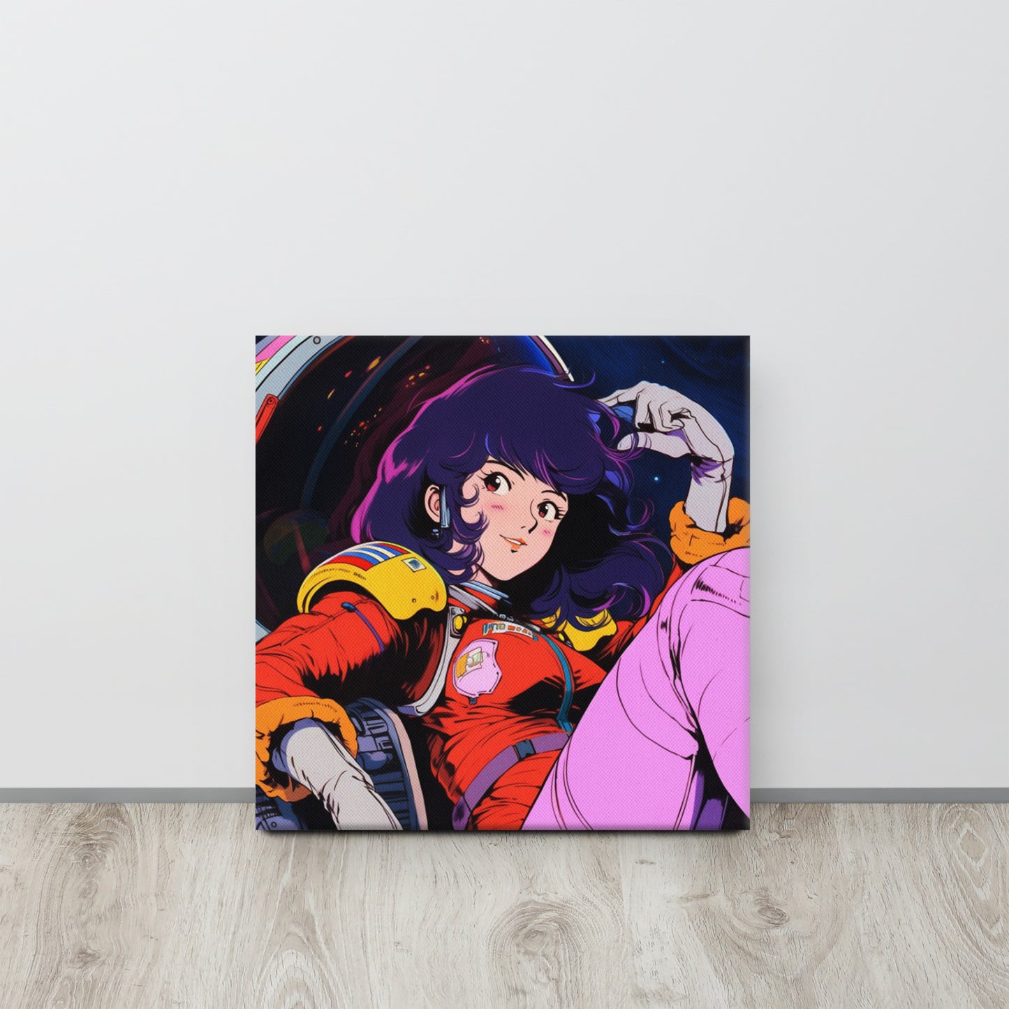 Stardust Serenity: Anime Astronaut Babe Canvas Print in Yatate's Style