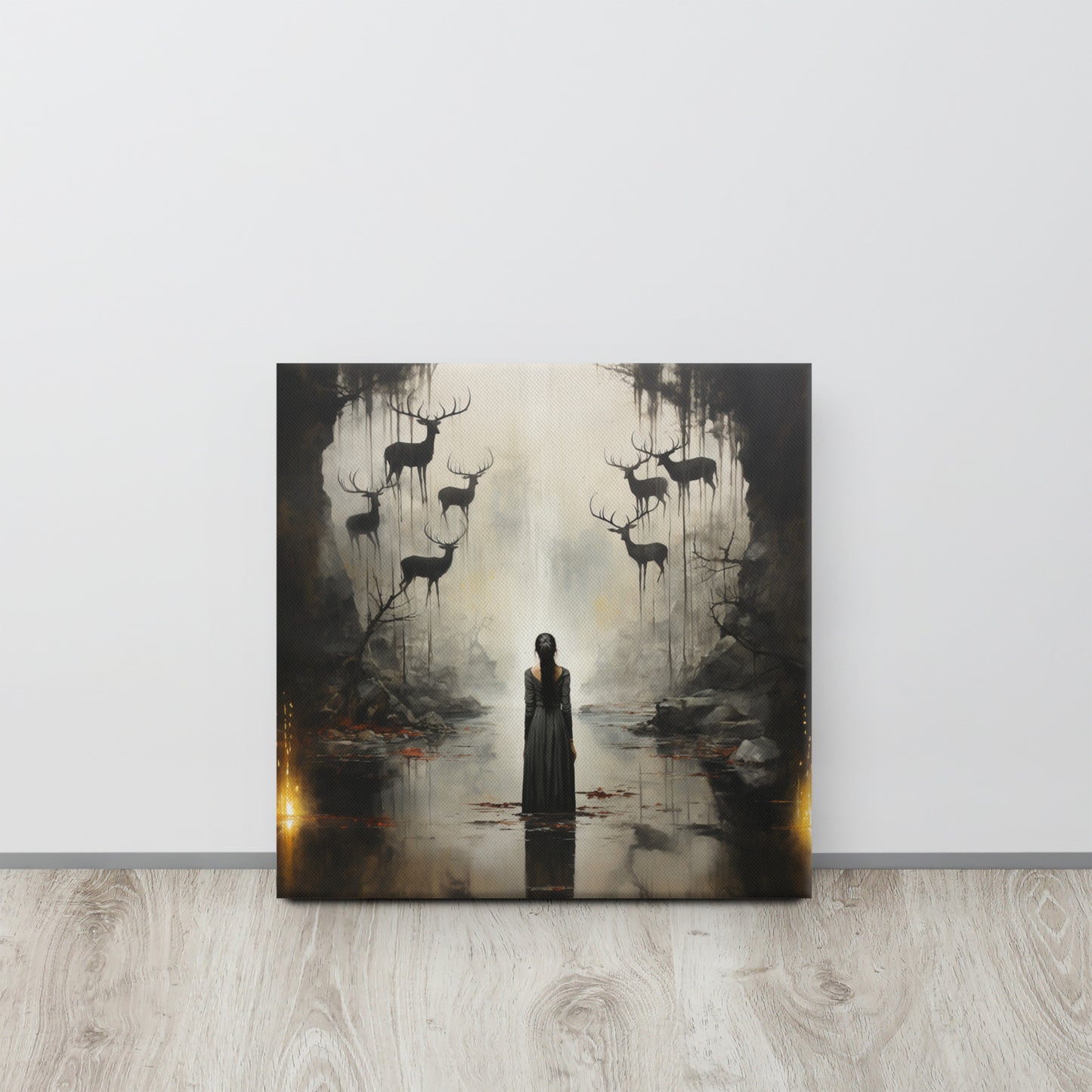 Lake Serenade: Haunting Maiden Canvas Print Inspired by Francisco de Goya