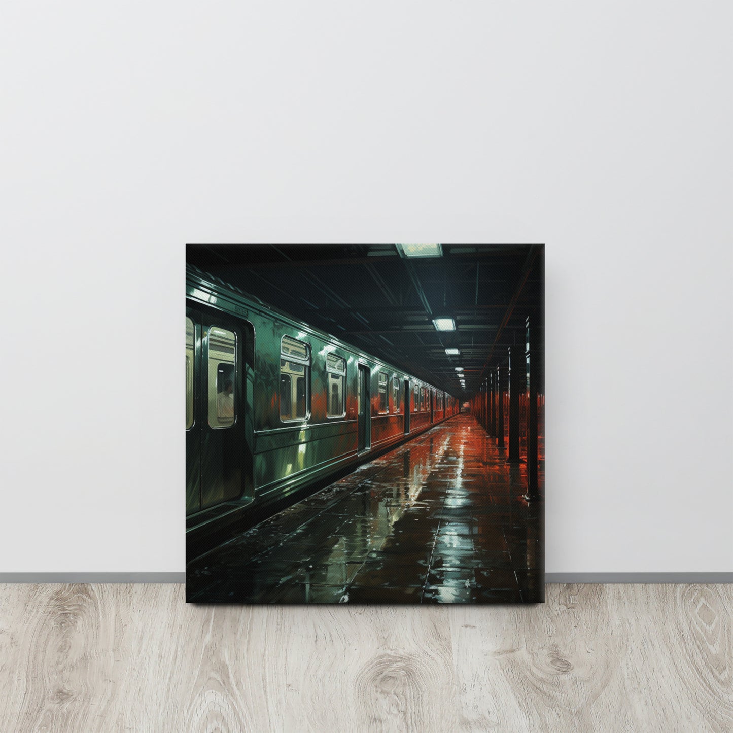 Subterranean Solitude: Solitude in Emerald & Crimson Canvas Print