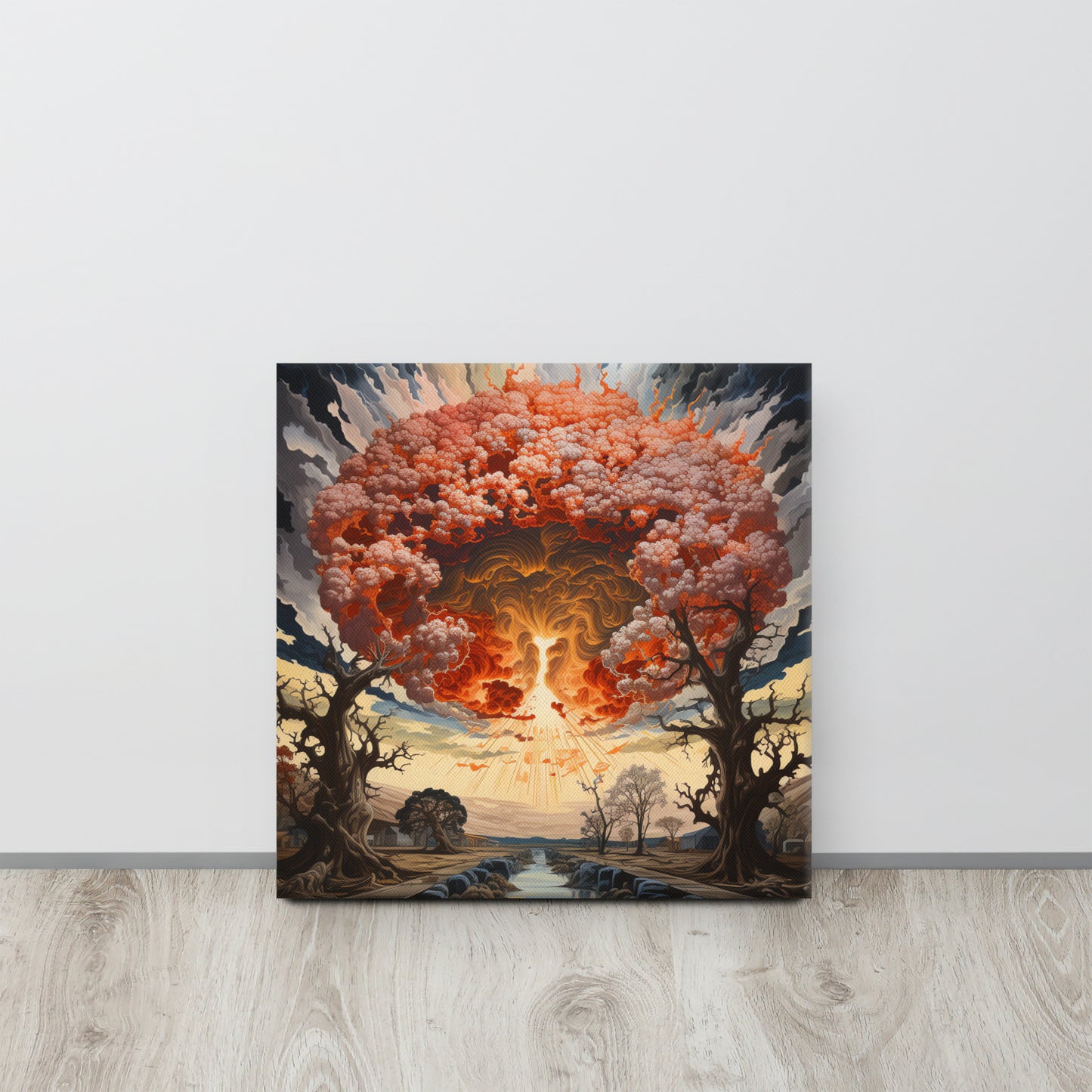 Hydrogenesis: Escher-Inspired Hydrogen Bomb Explosion Canvas Art