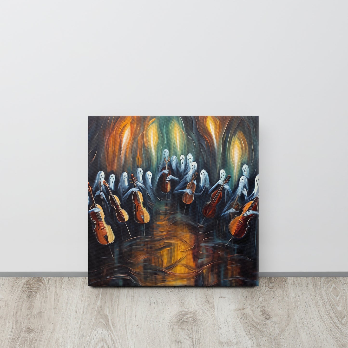 Spectral Symphony: Munch-Inspired Ghostly Orchestra Canvas Print