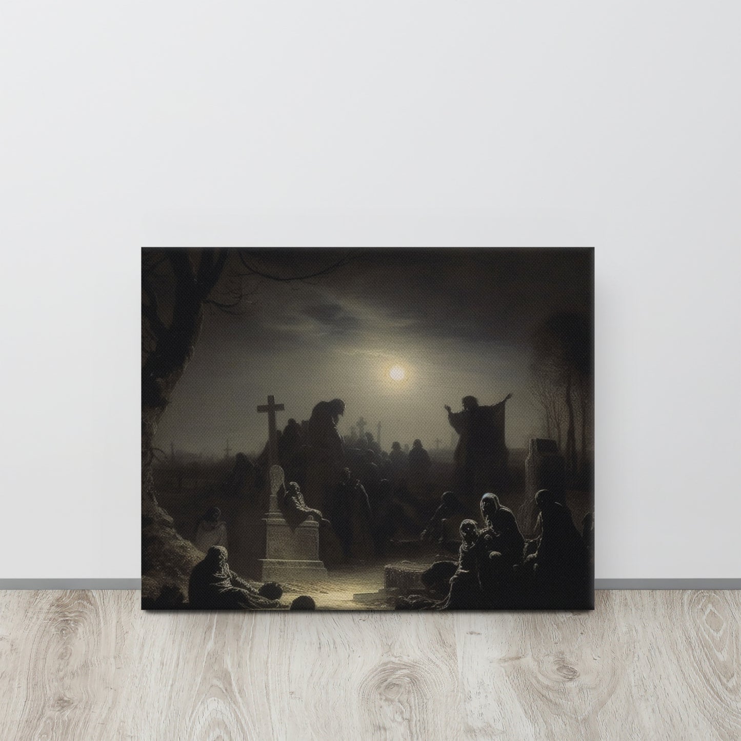 Spectral Vigil: A Gothic, Industrial & Modern Style Canvas Print Inspired by Rembrandt