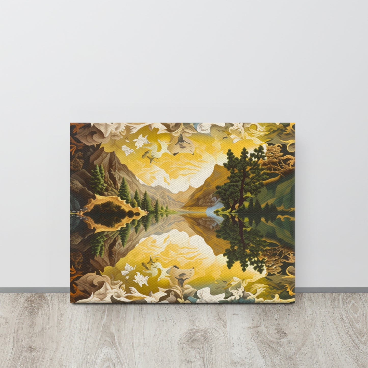 "Mirror of Nature": An Escher-Inspired Surreal Canvas Print for Modern & Minimalist Interiors