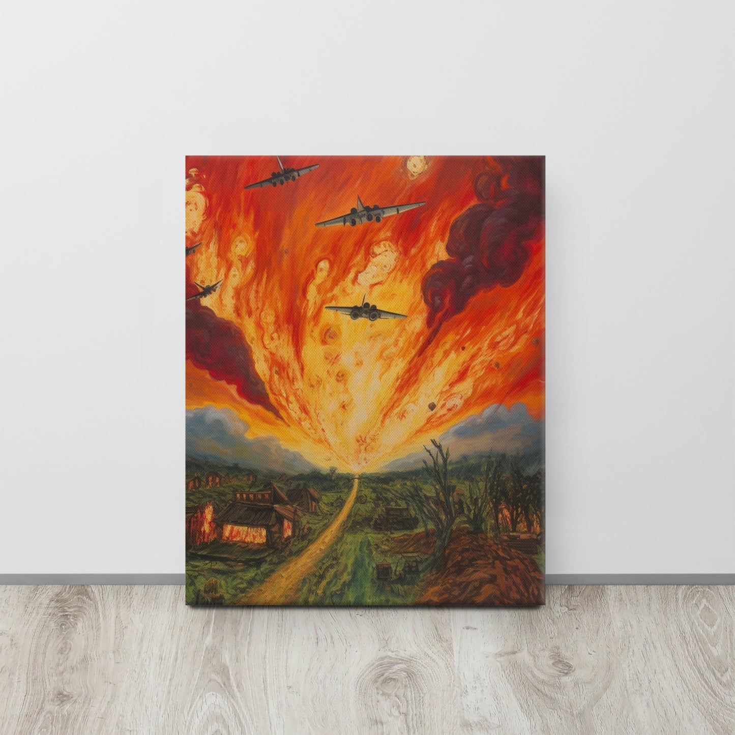 "Whispers of War" - AI Generated Van Gogh-Inspired Canvas Print