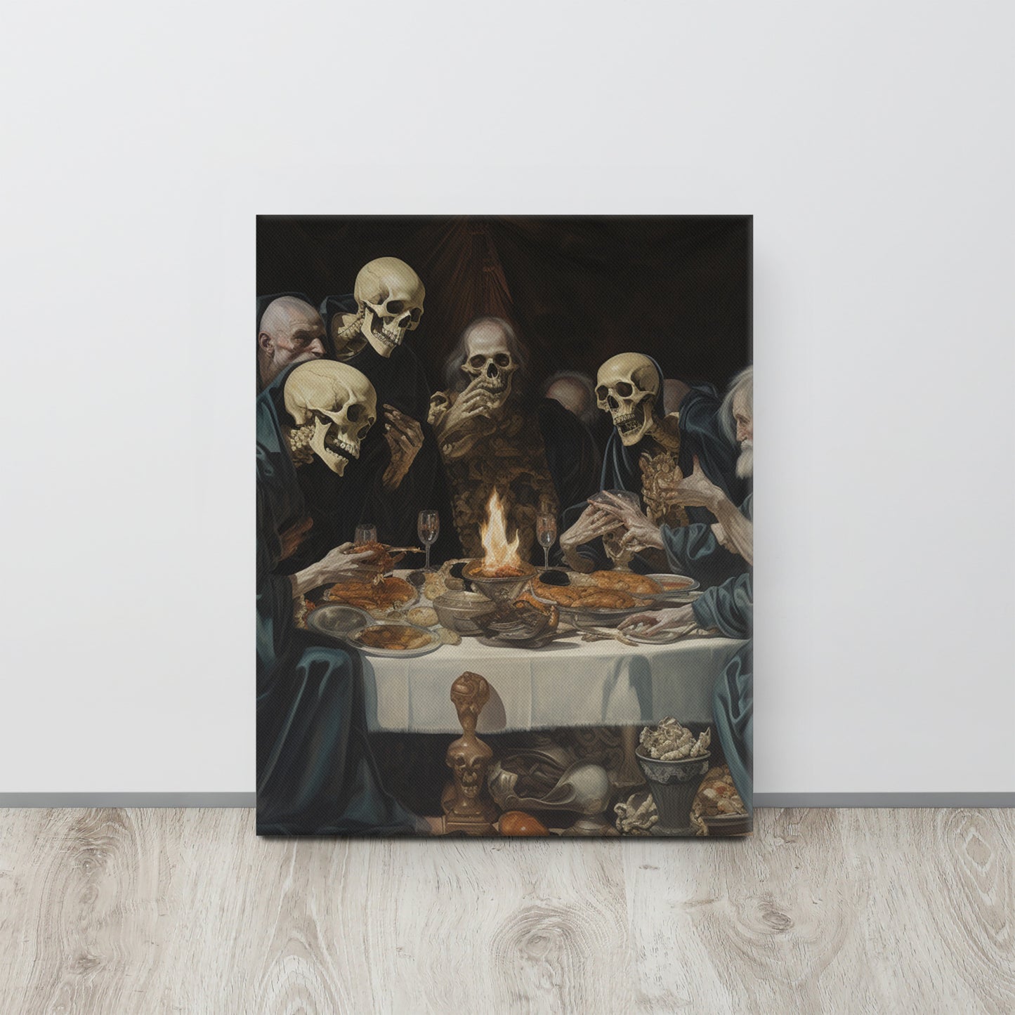 "The Unholy Feast" - AI Generated Art Print Inspired by Ponziano Loverini's Eerie Style