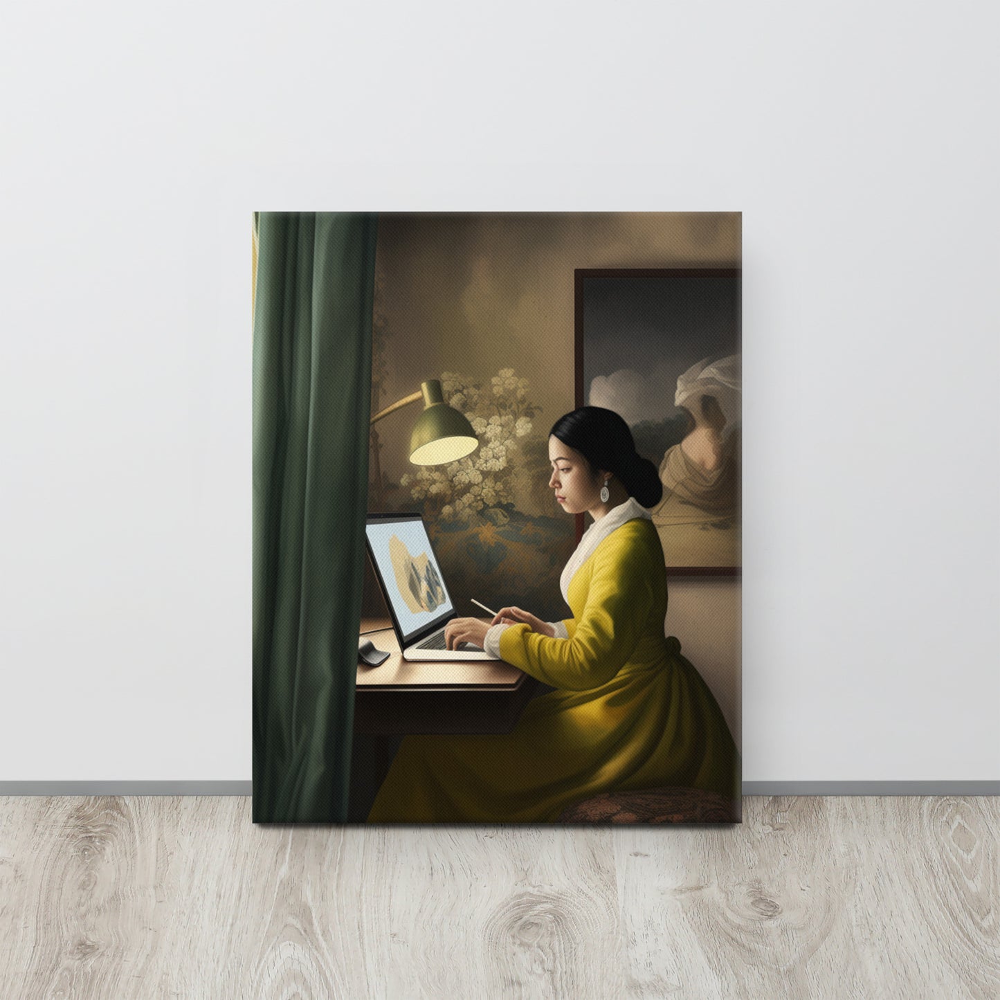 "Modern Daylight": A Vermeer-Inspired AI Canvas Print of Contemporary Life