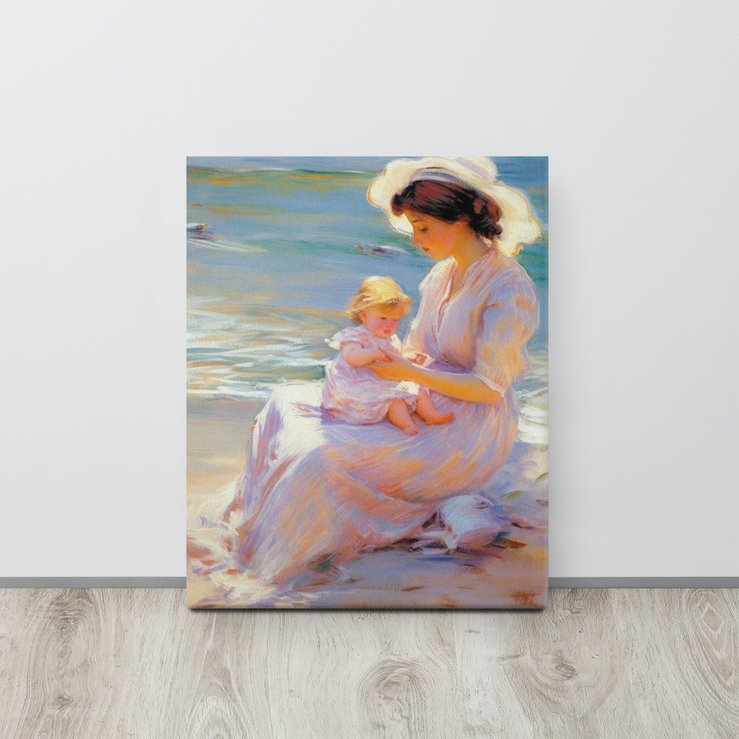 "Mother and Child by the Sea" - Mary Cassatt Inspired Canvas Print