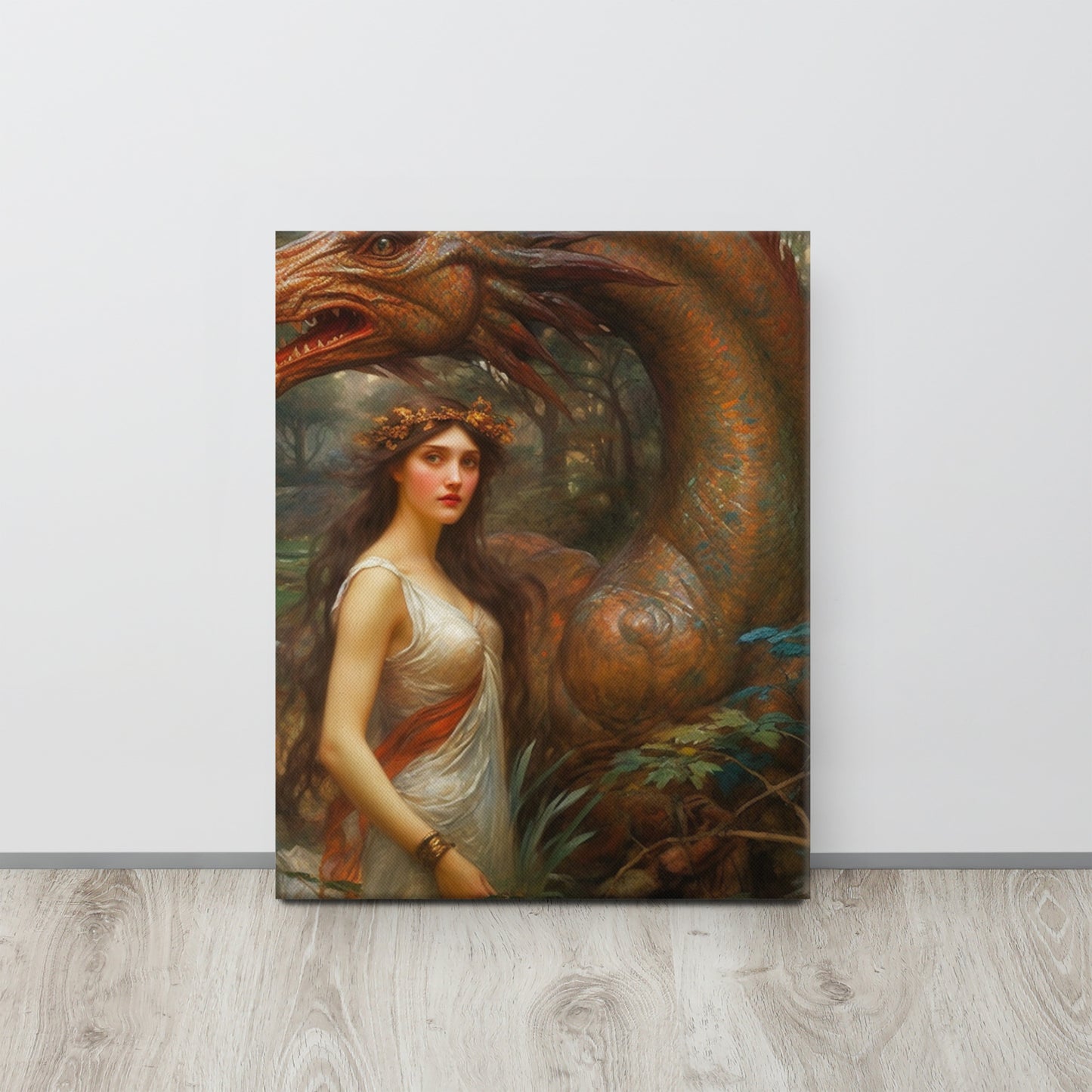 "Enchanted Encounter" - John William Waterhouse-Inspired AI Canvas Print