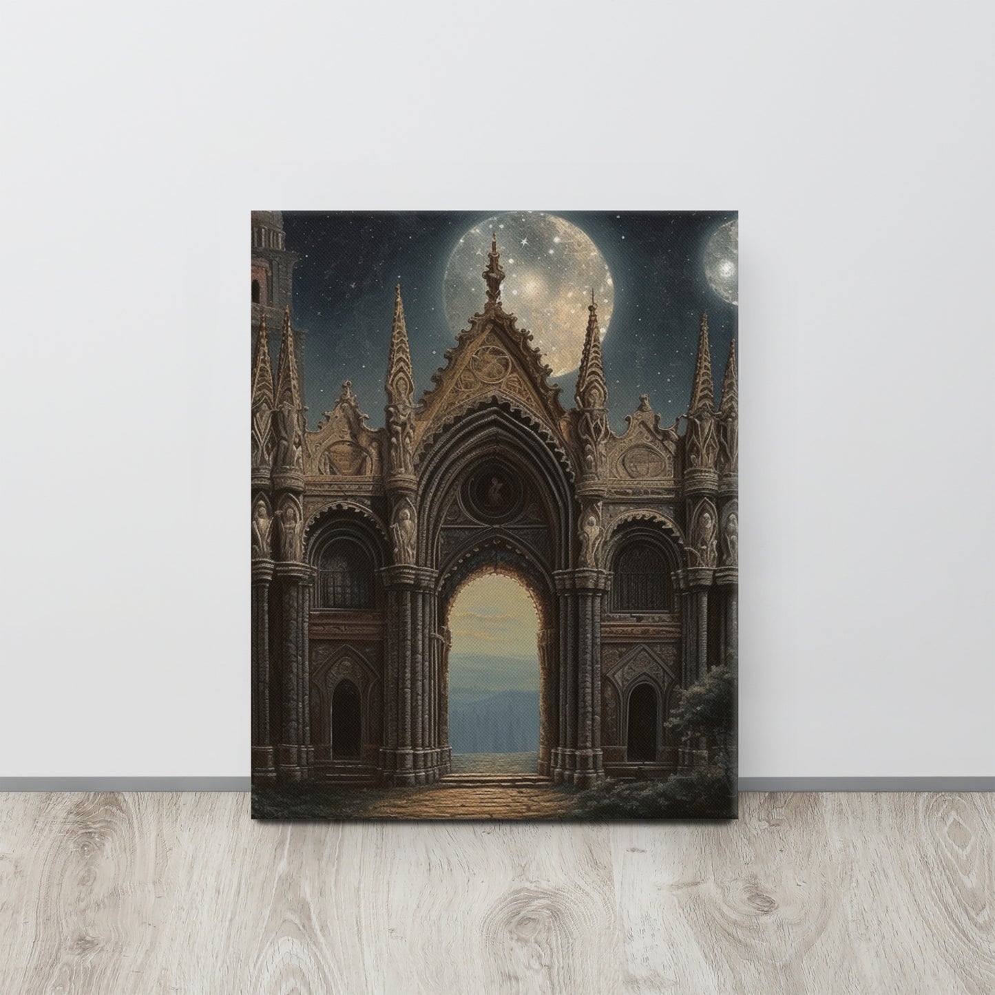 "Celestial Gateway" - Gothic Archway Canvas Print Inspired by Ponziano Loverini