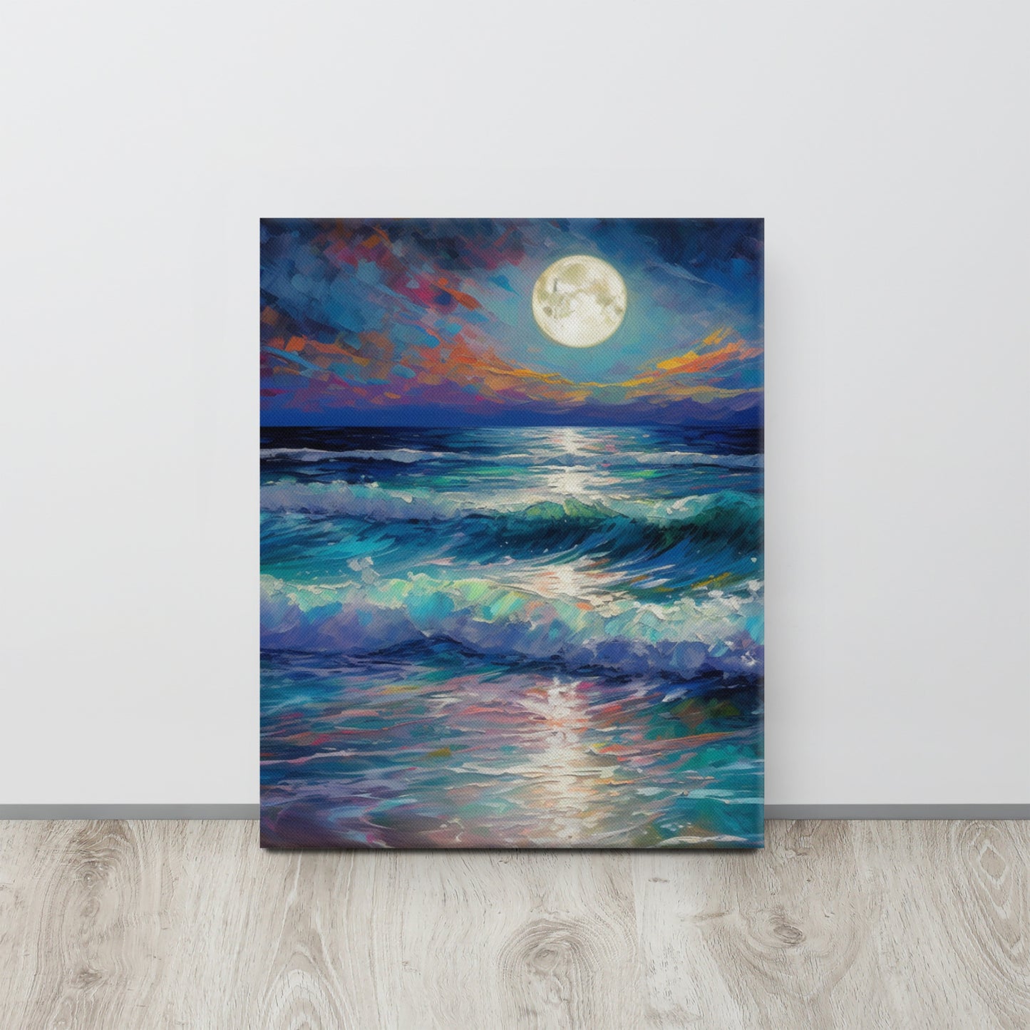 Moonlit Bioluminescence: A Claude Monet Inspired Canvas Print