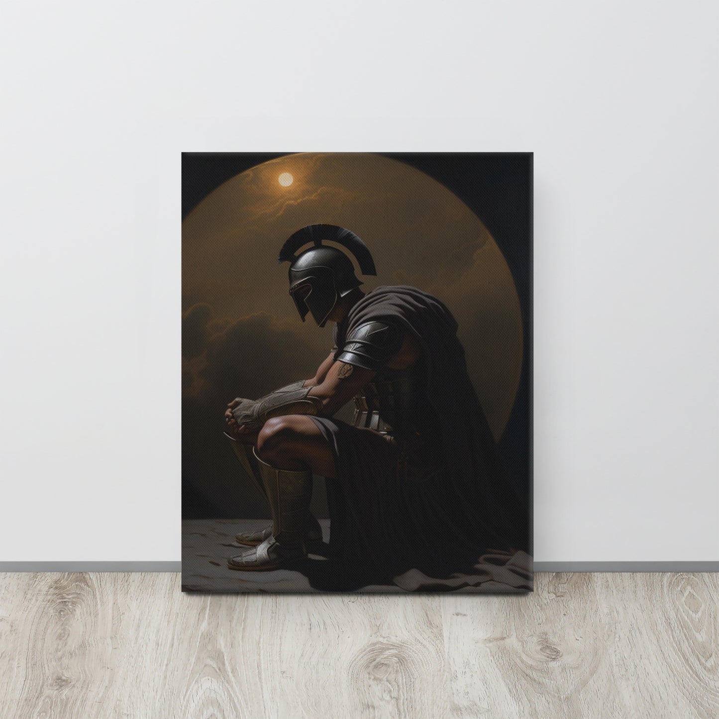 Eclipse of the Soul: Chiaroscuro Canvas Print in the Style of Caravaggio