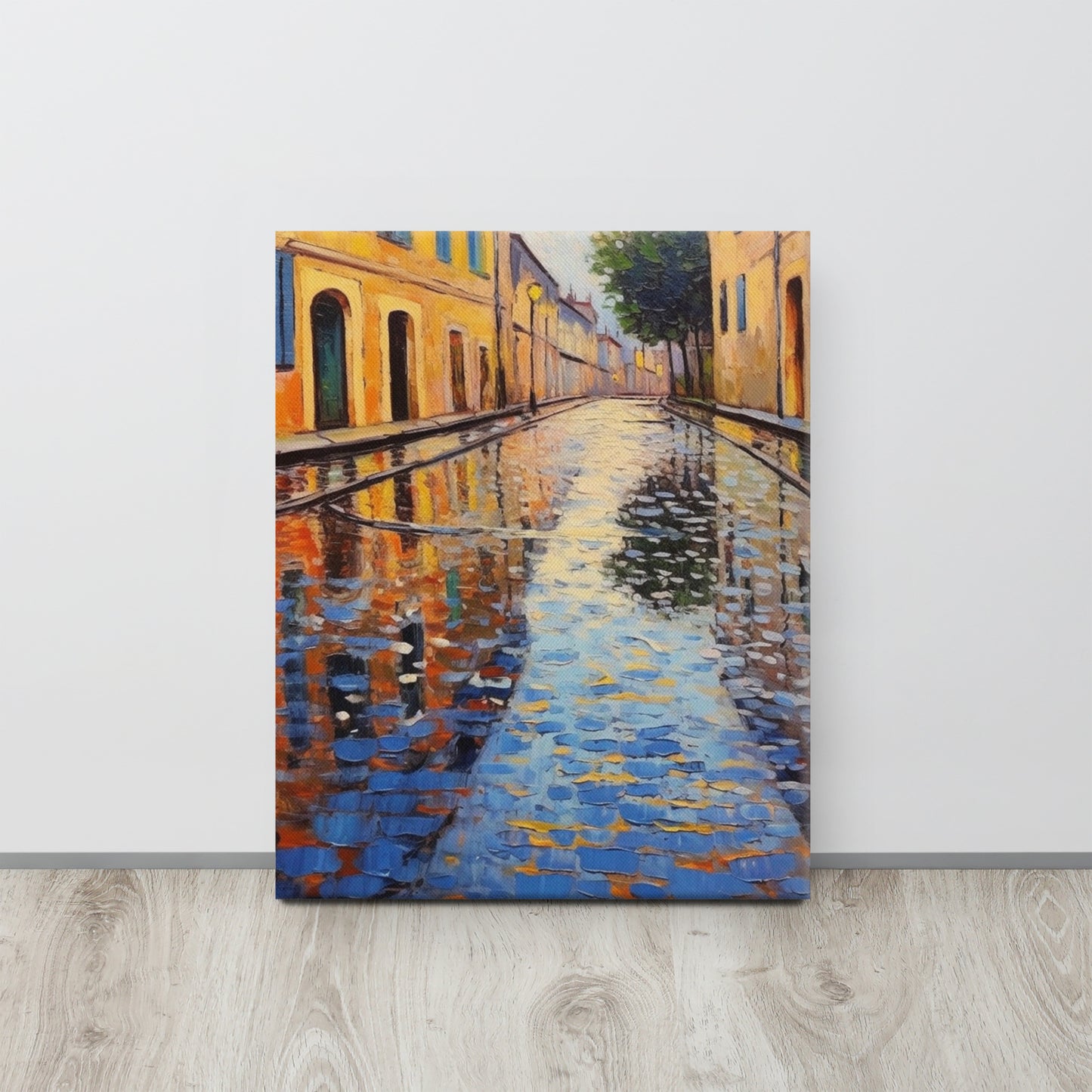 Impasto Rainfall: Monet-Inspired Oil Canvas Print