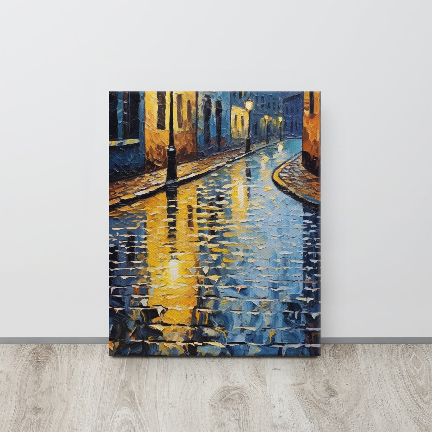 Nocturnal Showers: Monet-Inspired Oil Canvas Print - Night Version