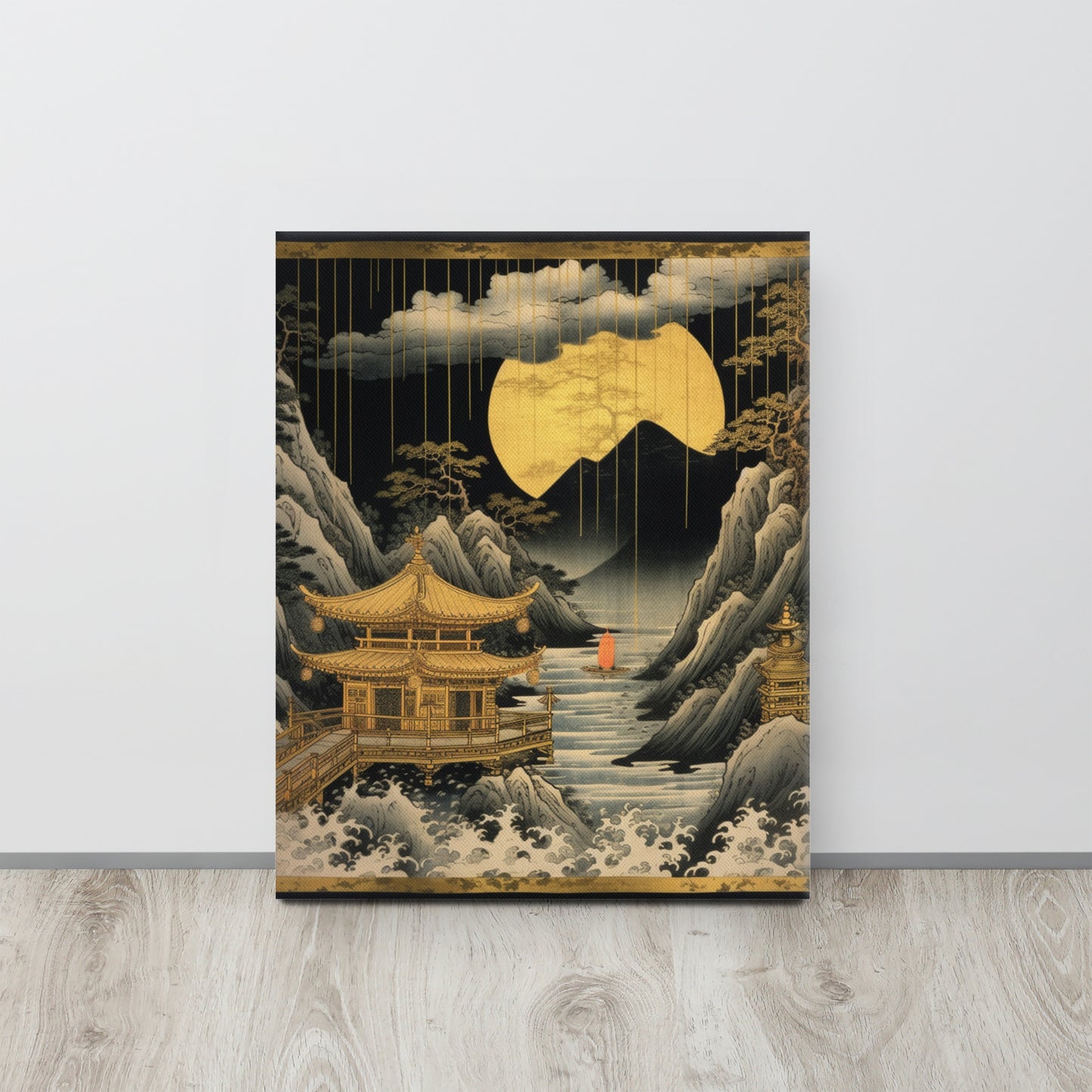 Stormy Shrine: Tawaraya Sotatsu-Inspired Canvas Print