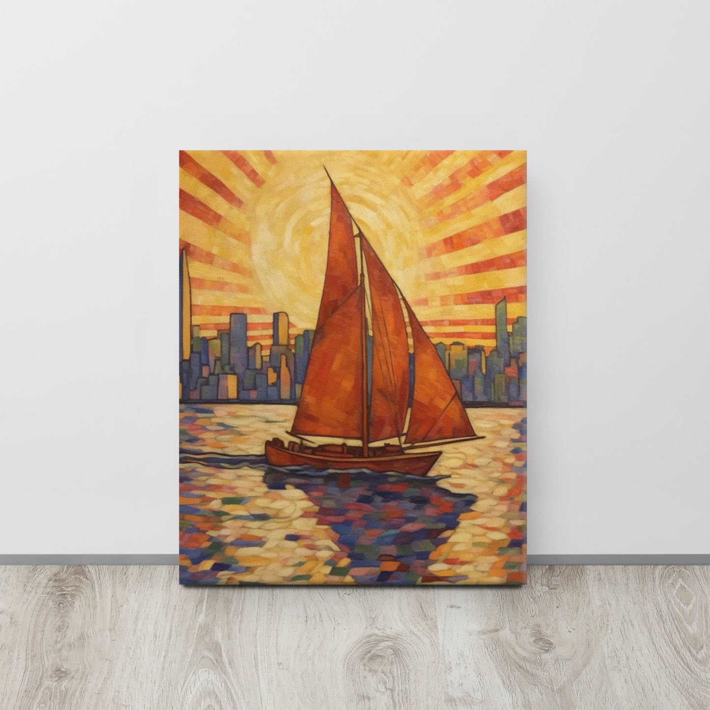 Sailing Into the Sunset: NYC Egon Schiele-Inspired Canvas Print