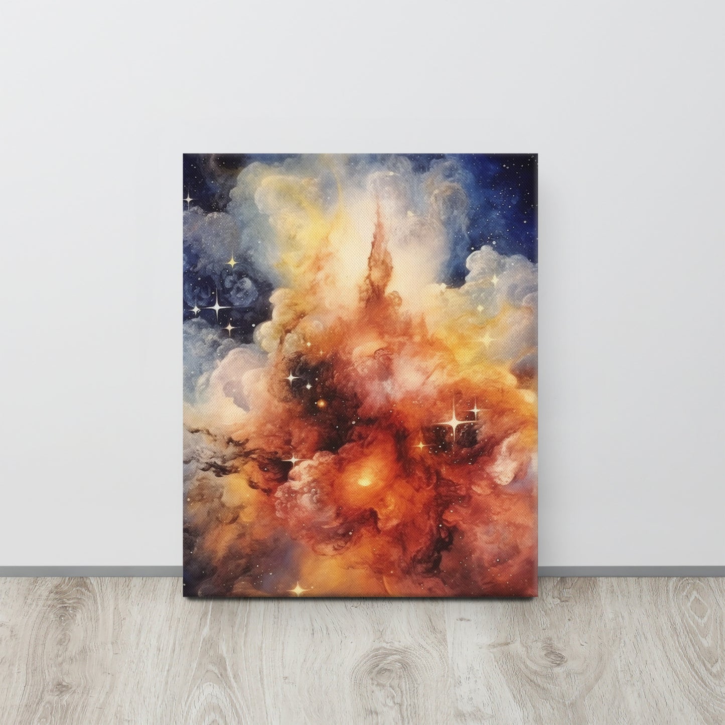 Nebula's Embrace: J.M.W Turner Inspired Nebula and Star Cluster Canvas Print