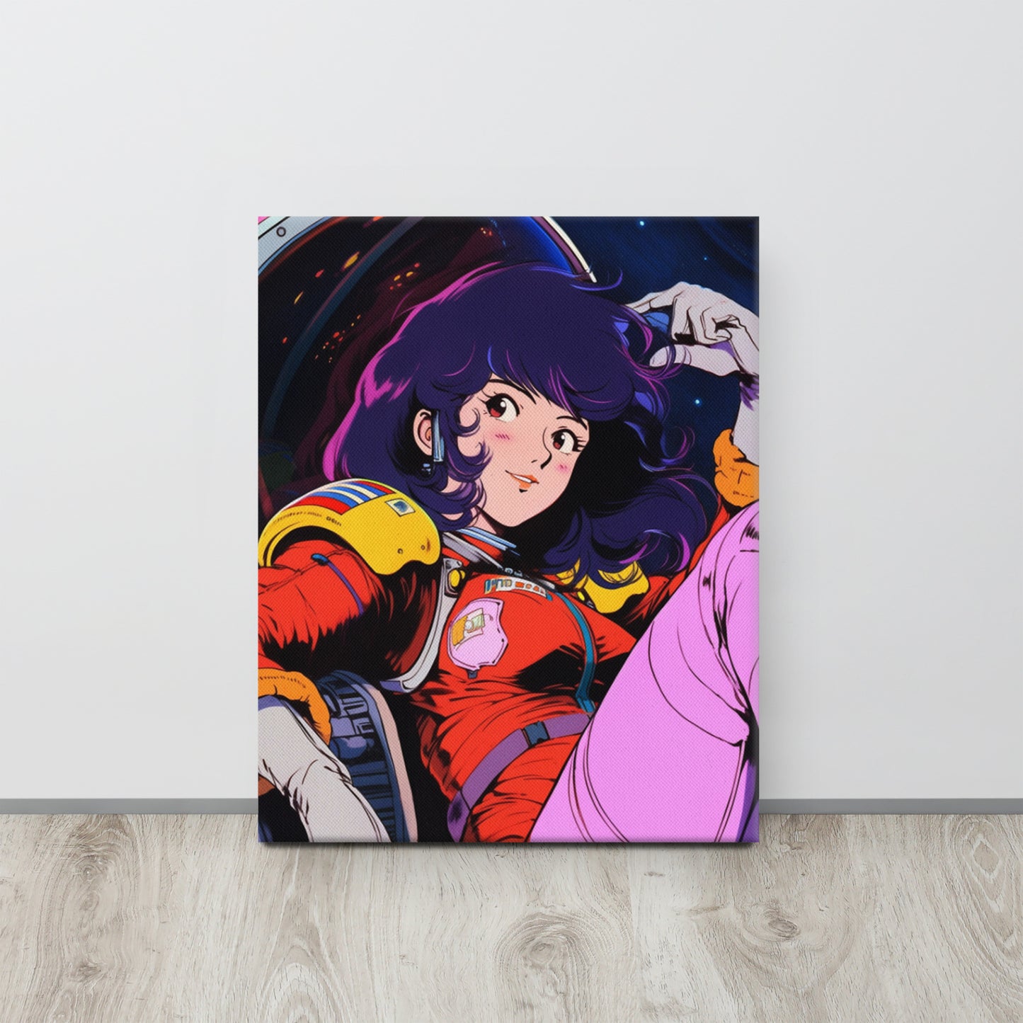 Stardust Serenity: Anime Astronaut Babe Canvas Print in Yatate's Style