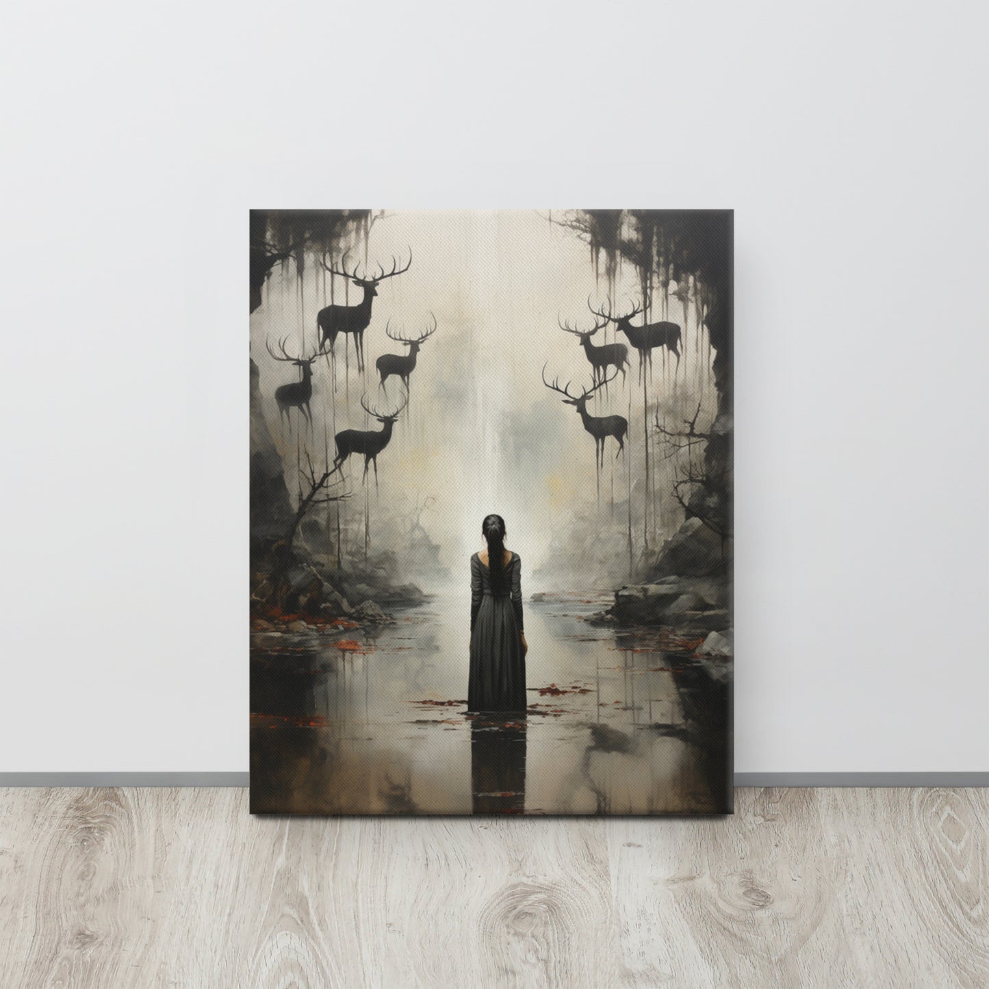 Lake Serenade: Haunting Maiden Canvas Print Inspired by Francisco de Goya