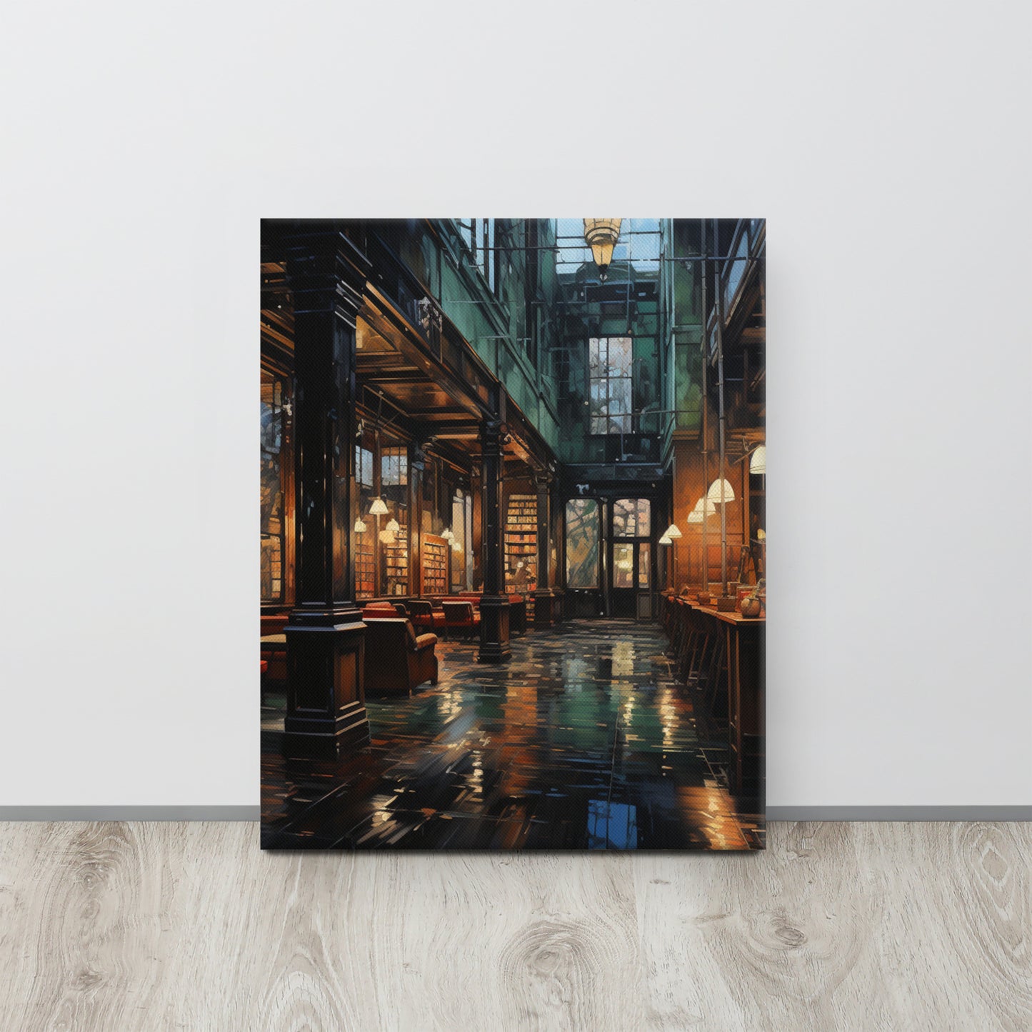 Silent Scholar: Solitude in Emerald & Crimson Canvas Print