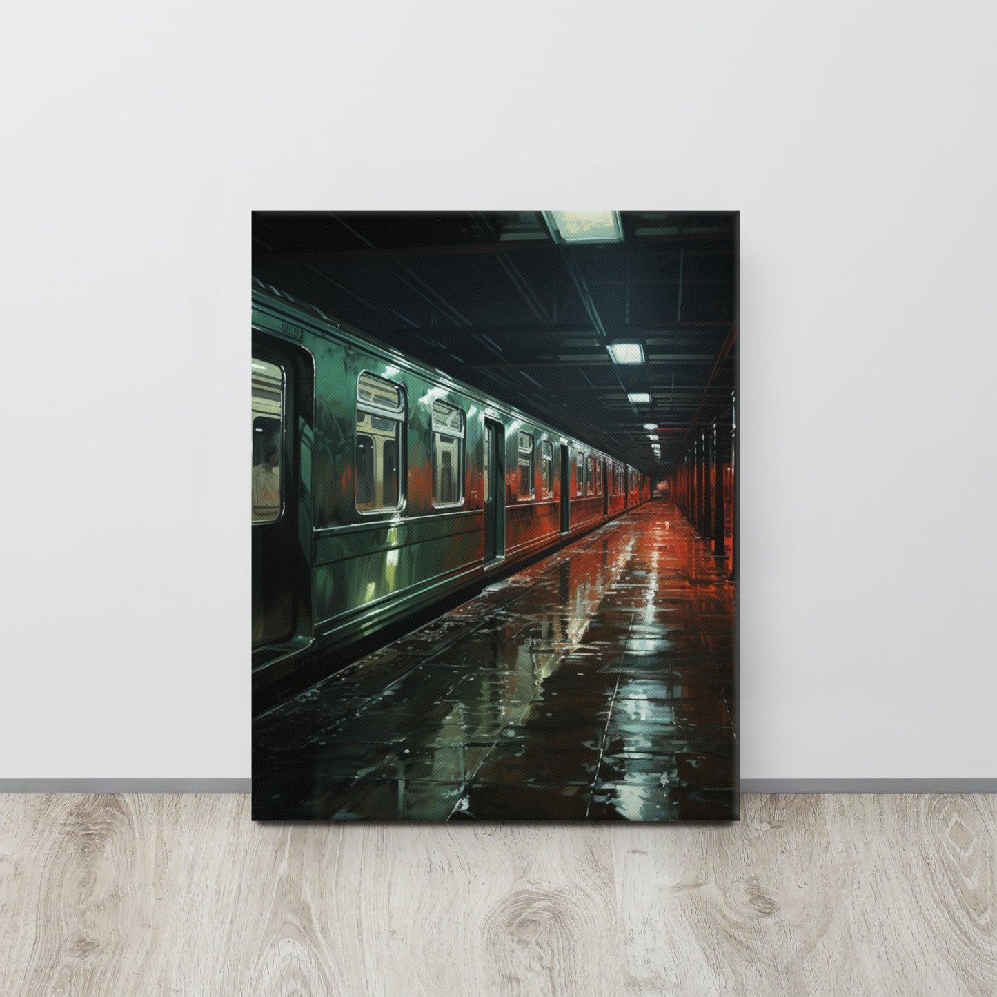 Subterranean Solitude: Solitude in Emerald & Crimson Canvas Print