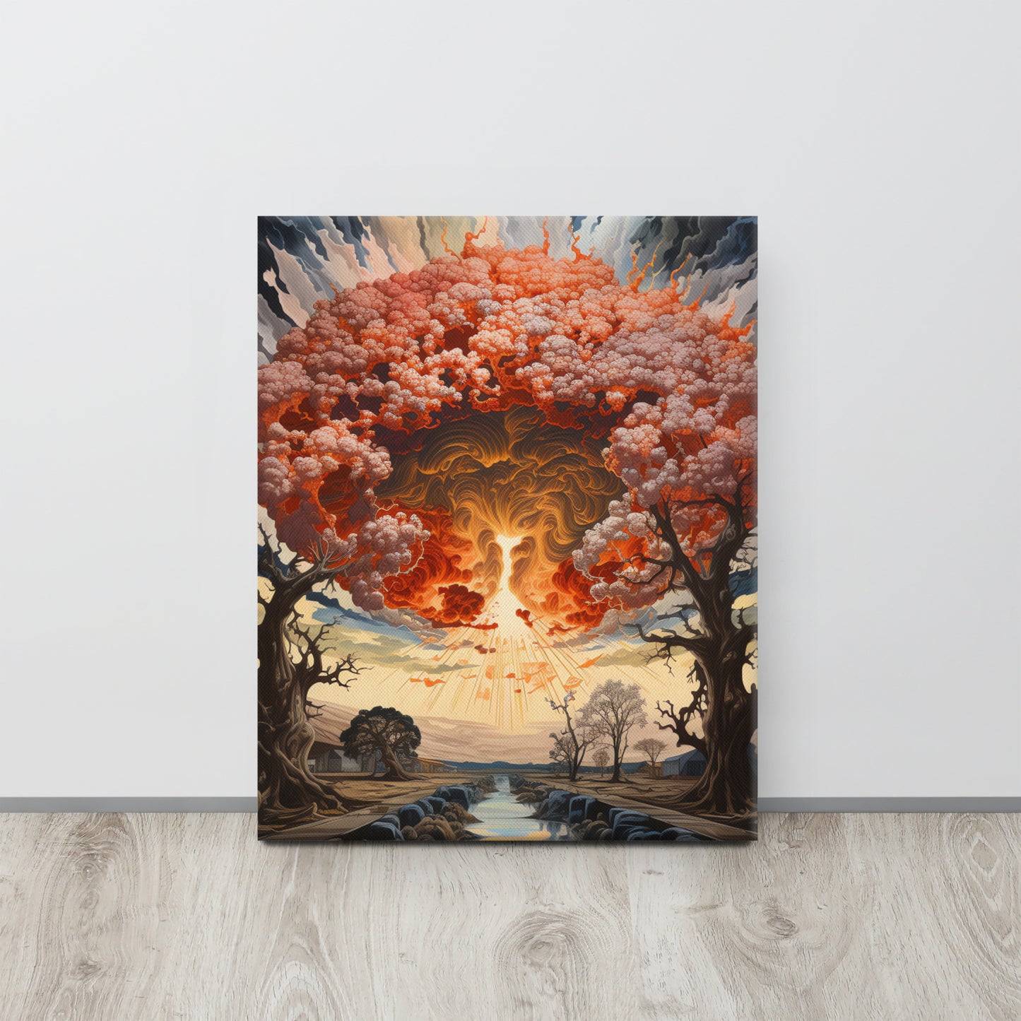 Hydrogenesis: Escher-Inspired Hydrogen Bomb Explosion Canvas Art