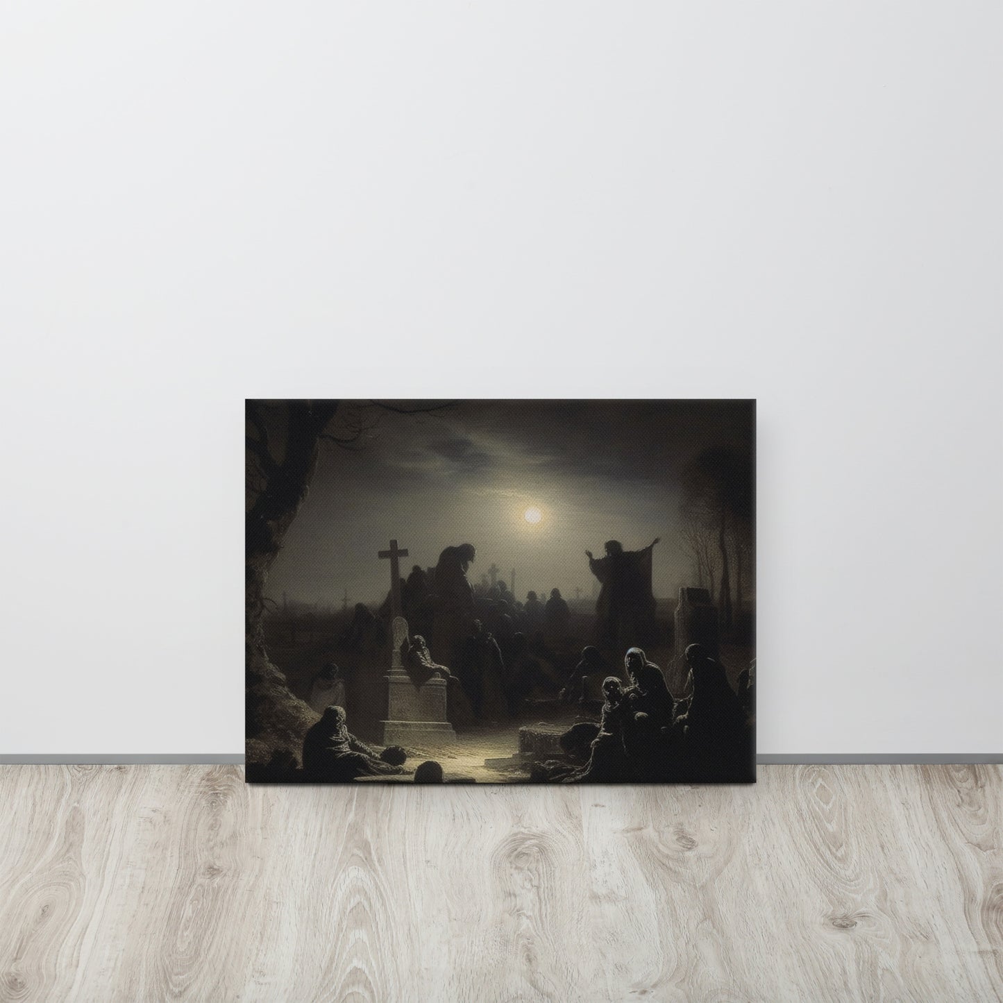 Spectral Vigil: A Gothic, Industrial & Modern Style Canvas Print Inspired by Rembrandt