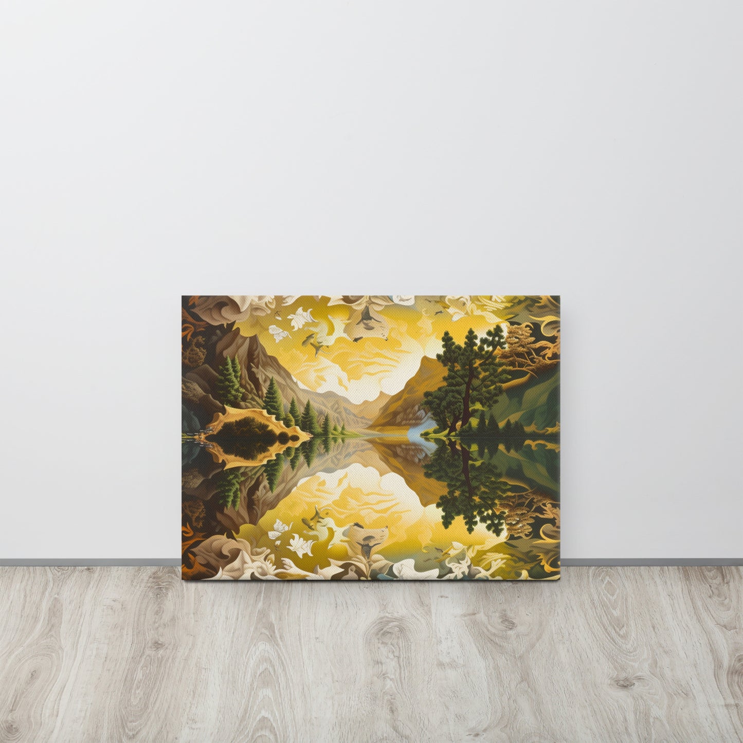 "Mirror of Nature": An Escher-Inspired Surreal Canvas Print for Modern & Minimalist Interiors