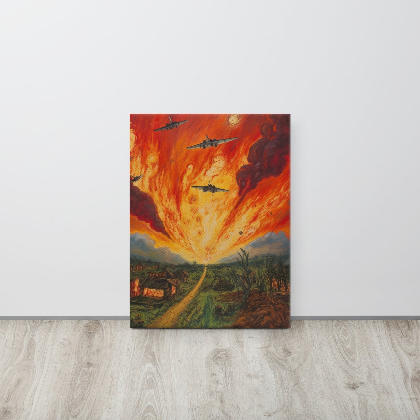 "Whispers of War" - AI Generated Van Gogh-Inspired Canvas Print