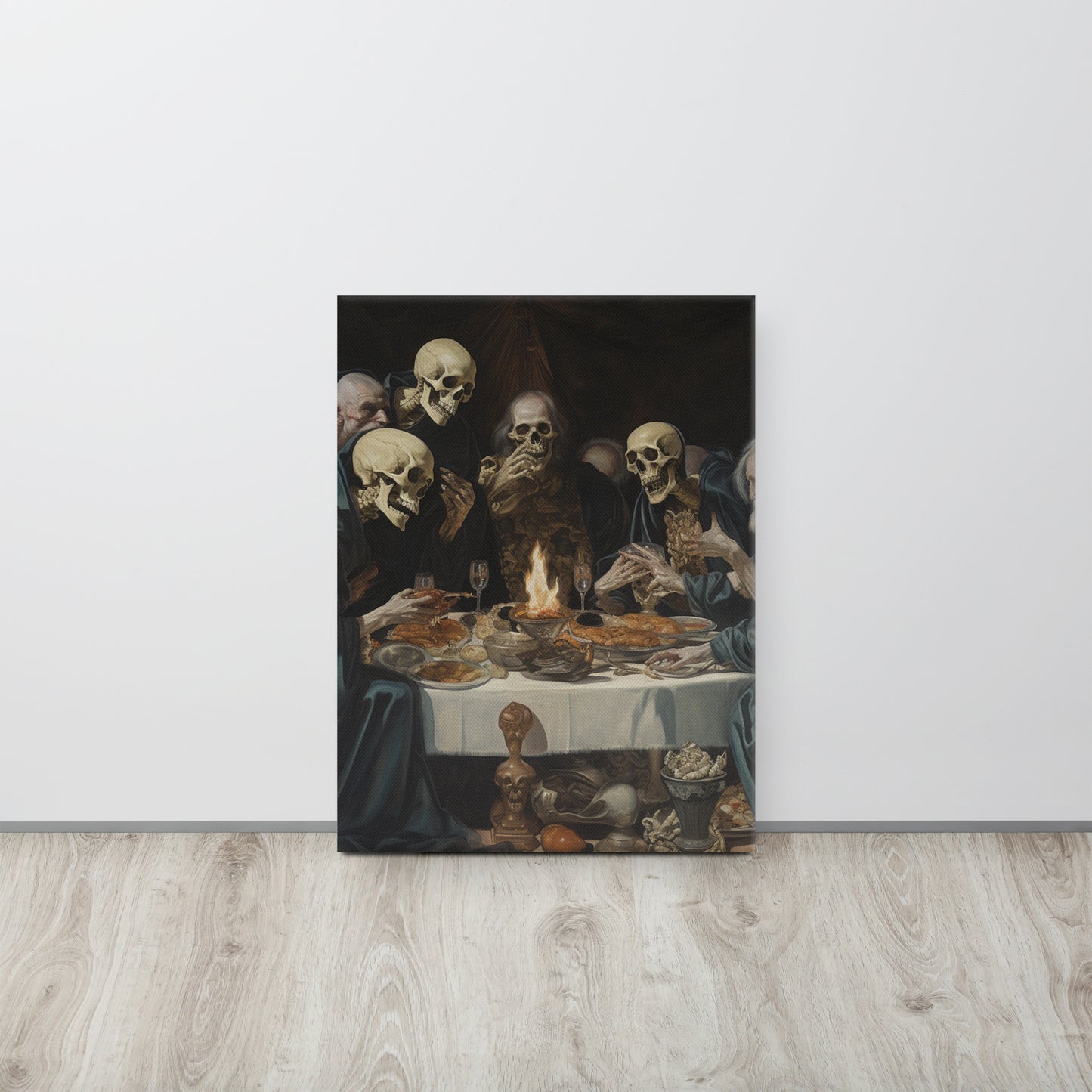 "The Unholy Feast" - AI Generated Art Print Inspired by Ponziano Loverini's Eerie Style