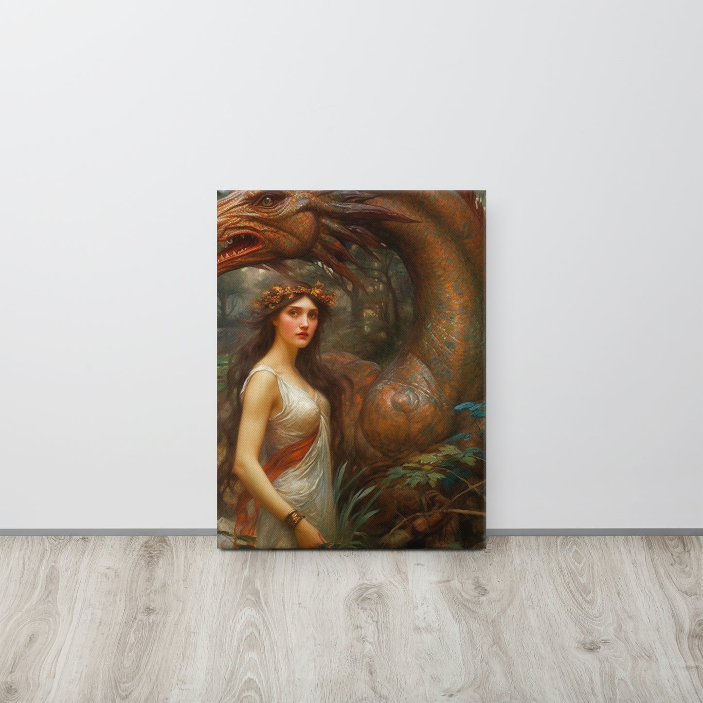 "Enchanted Encounter" - John William Waterhouse-Inspired AI Canvas Print