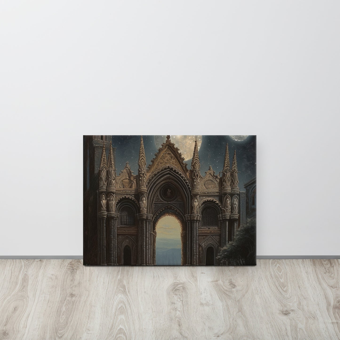 "Celestial Gateway" - Gothic Archway Canvas Print Inspired by Ponziano Loverini