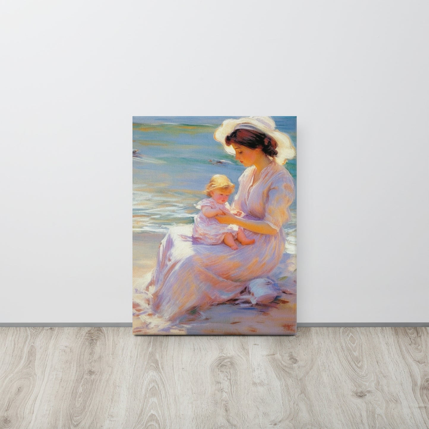 "Mother and Child by the Sea" - Mary Cassatt Inspired Canvas Print