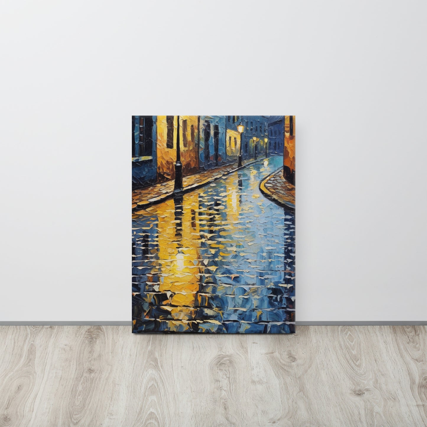 Nocturnal Showers: Monet-Inspired Oil Canvas Print - Night Version