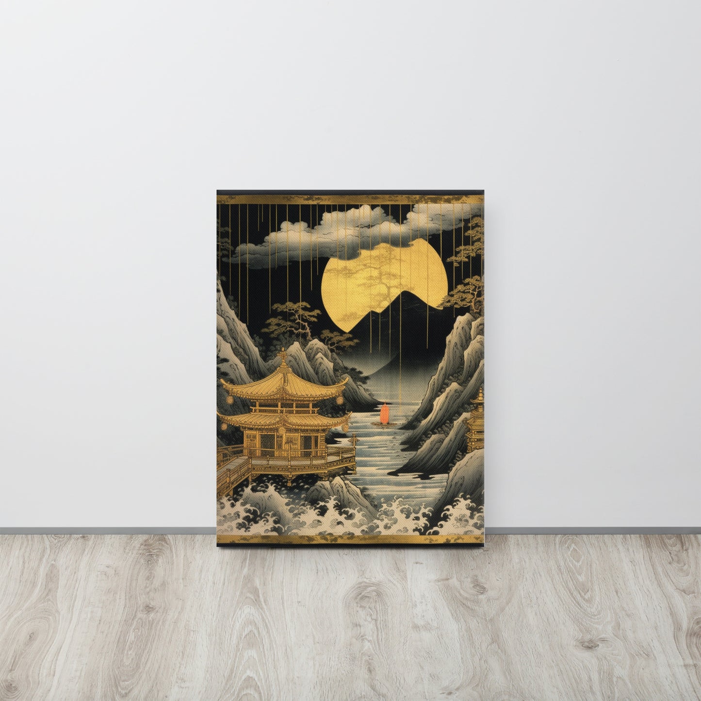 Stormy Shrine: Tawaraya Sotatsu-Inspired Canvas Print