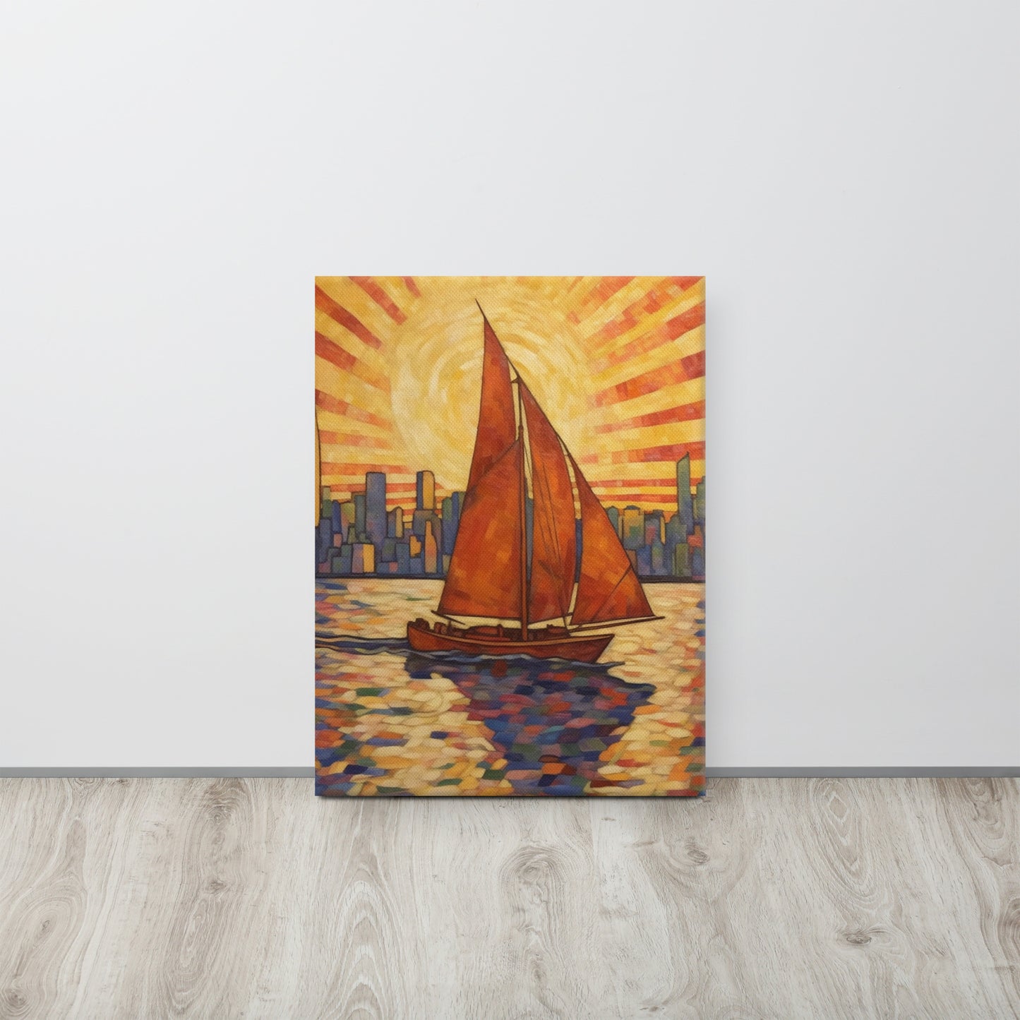 Sailing Into the Sunset: NYC Egon Schiele-Inspired Canvas Print