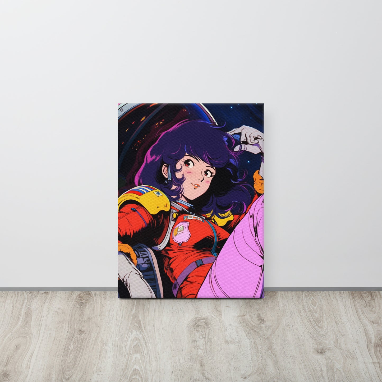 Stardust Serenity: Anime Astronaut Babe Canvas Print in Yatate's Style