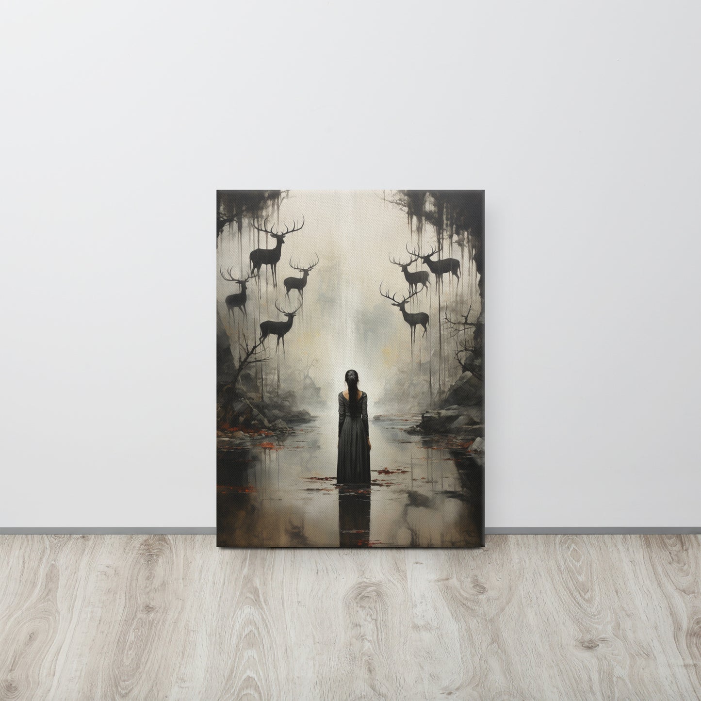 Lake Serenade: Haunting Maiden Canvas Print Inspired by Francisco de Goya