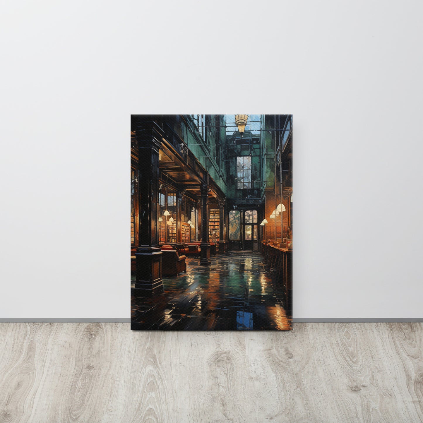 Silent Scholar: Solitude in Emerald & Crimson Canvas Print