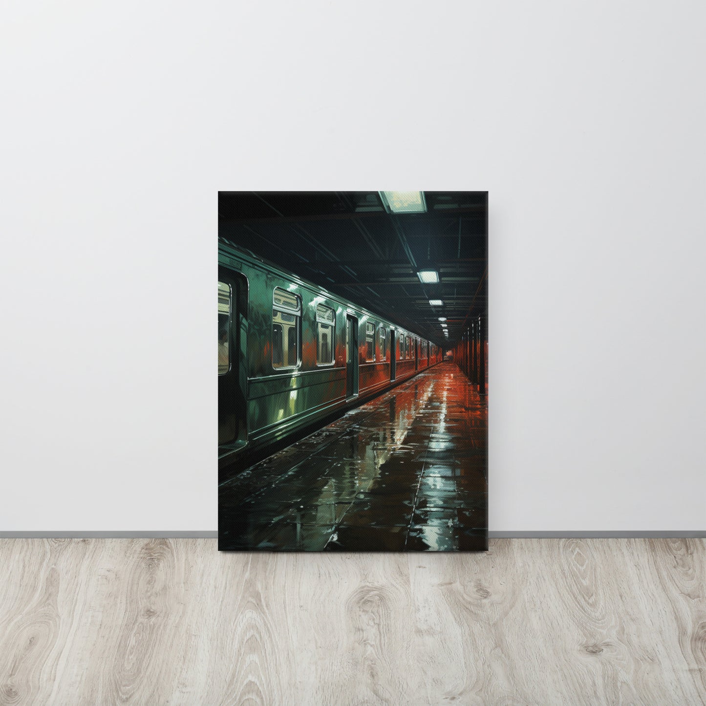 Subterranean Solitude: Solitude in Emerald & Crimson Canvas Print