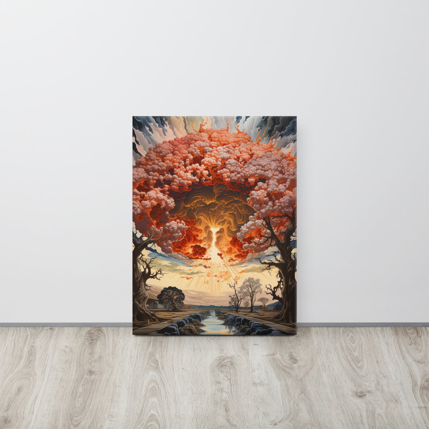 Hydrogenesis: Escher-Inspired Hydrogen Bomb Explosion Canvas Art