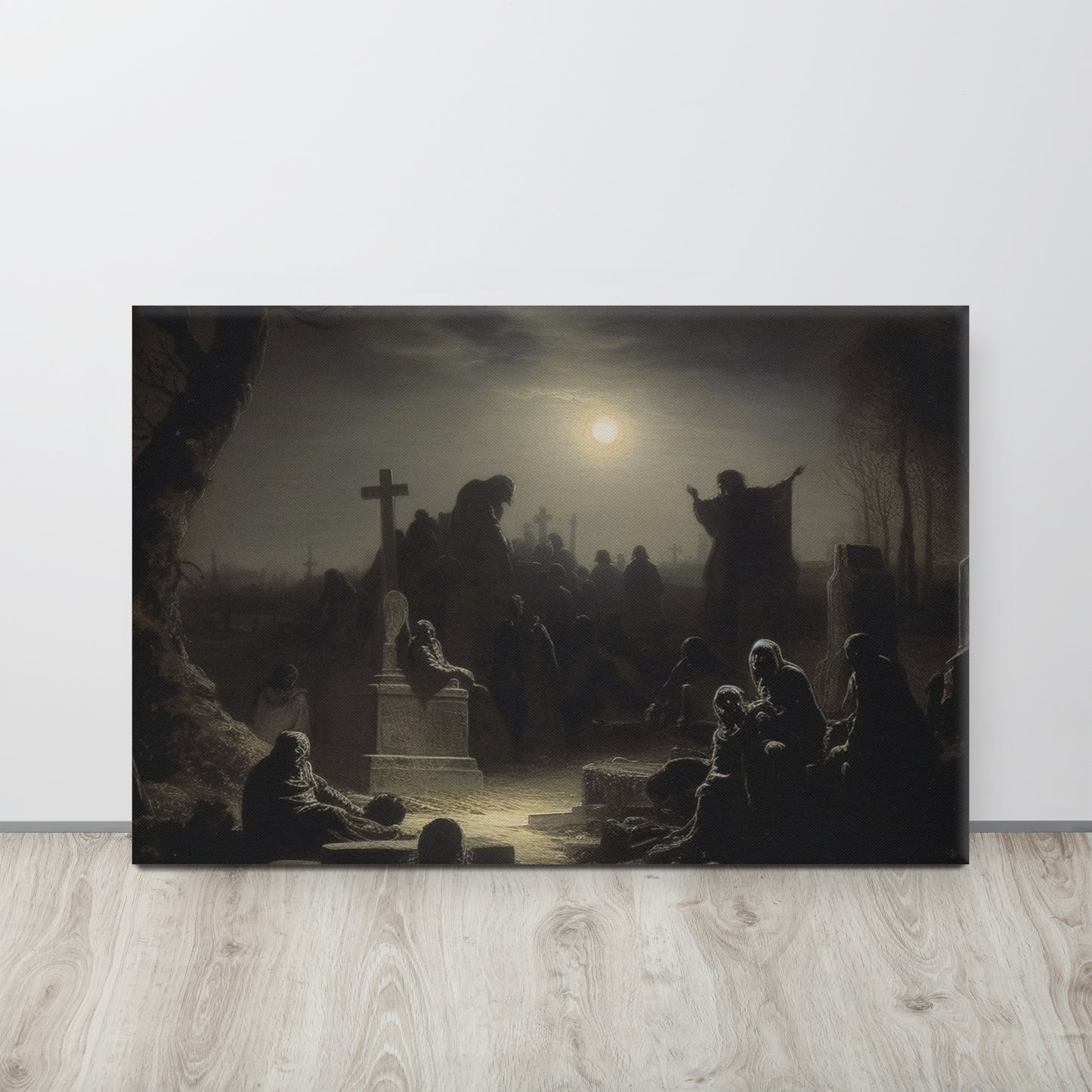 Spectral Vigil: A Gothic, Industrial & Modern Style Canvas Print Inspired by Rembrandt