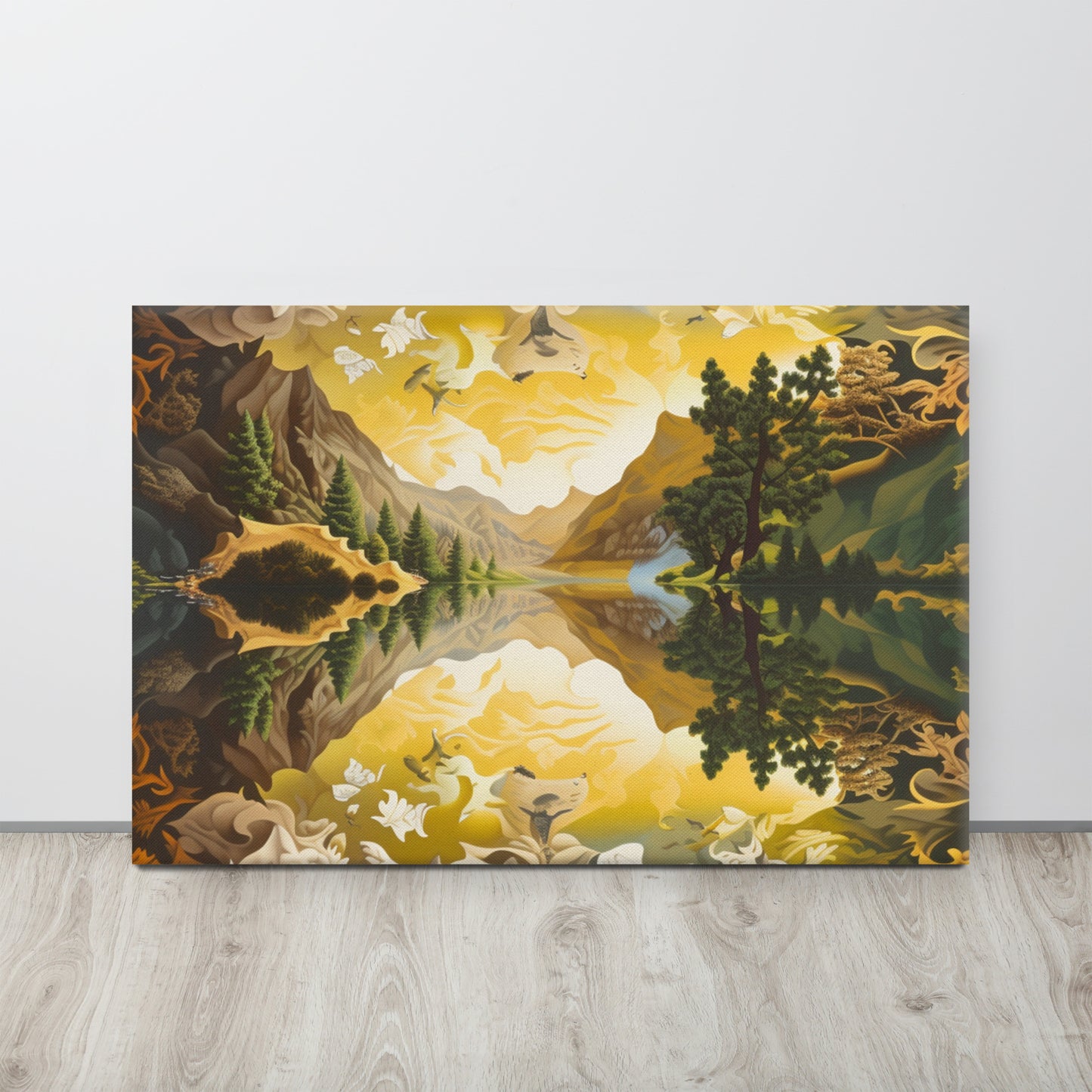 "Mirror of Nature": An Escher-Inspired Surreal Canvas Print for Modern & Minimalist Interiors