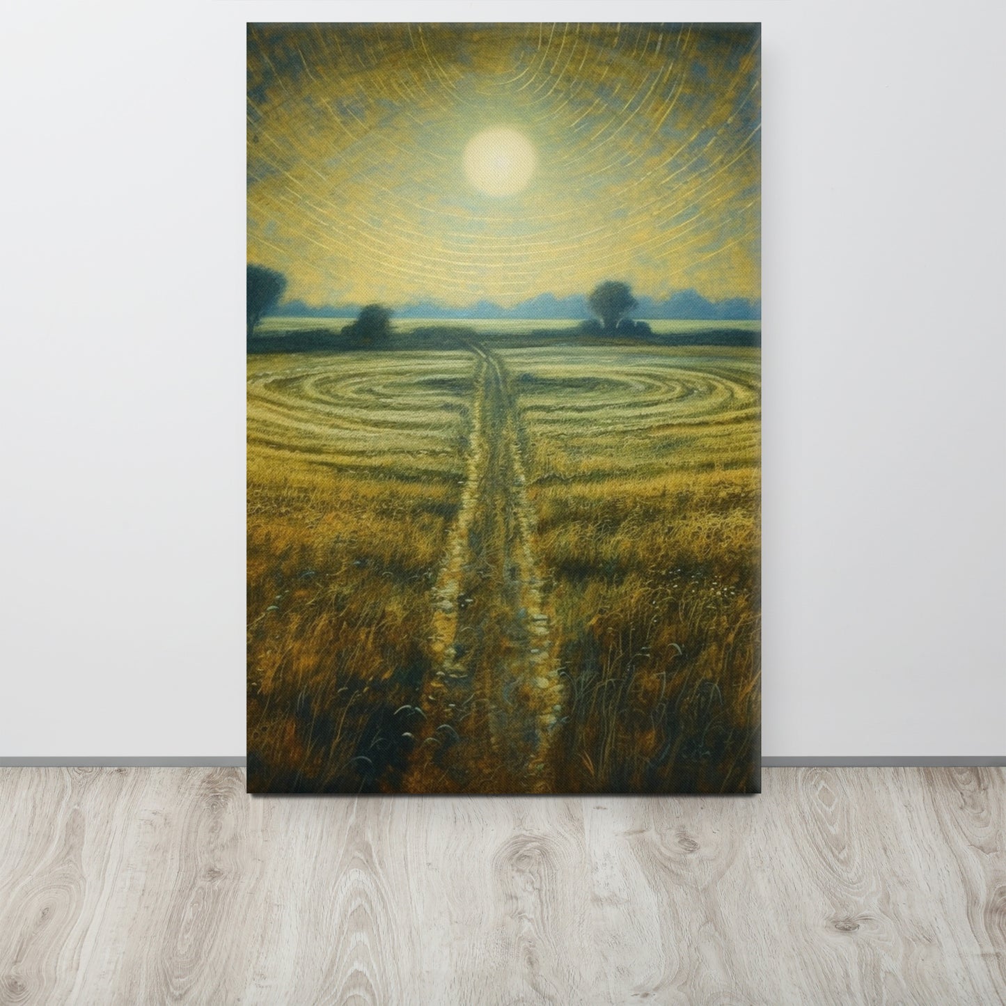 Celestial Harvest: J.M.W. Turner-Inspired Moonlit Field Canvas Print - A Perfect Blend of Art and Mystery for a Contemporary Interior