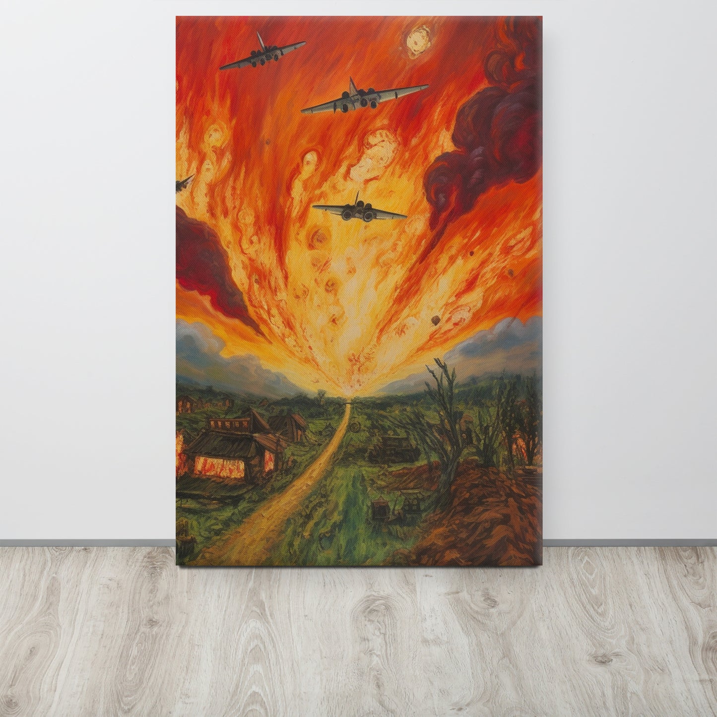 "Whispers of War" - AI Generated Van Gogh-Inspired Canvas Print